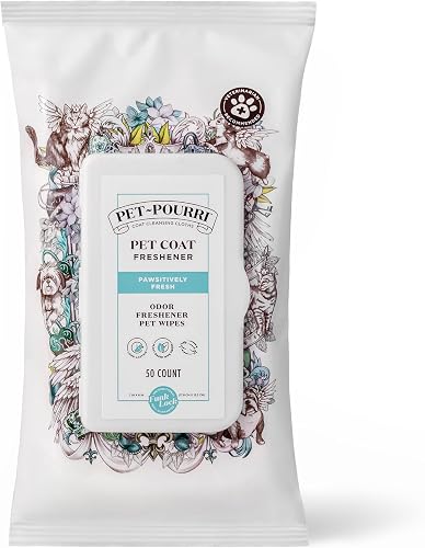 Poo-Pourri Pawsitively Fresh Deodorizing Pet Wipes – Quick Cleaning Wipes for Dogs & Cats – Plant Based Ingredients – Vet Recommended – Cleaner Odor Remover Wipes for Paw, Fur & Skin Soothing
