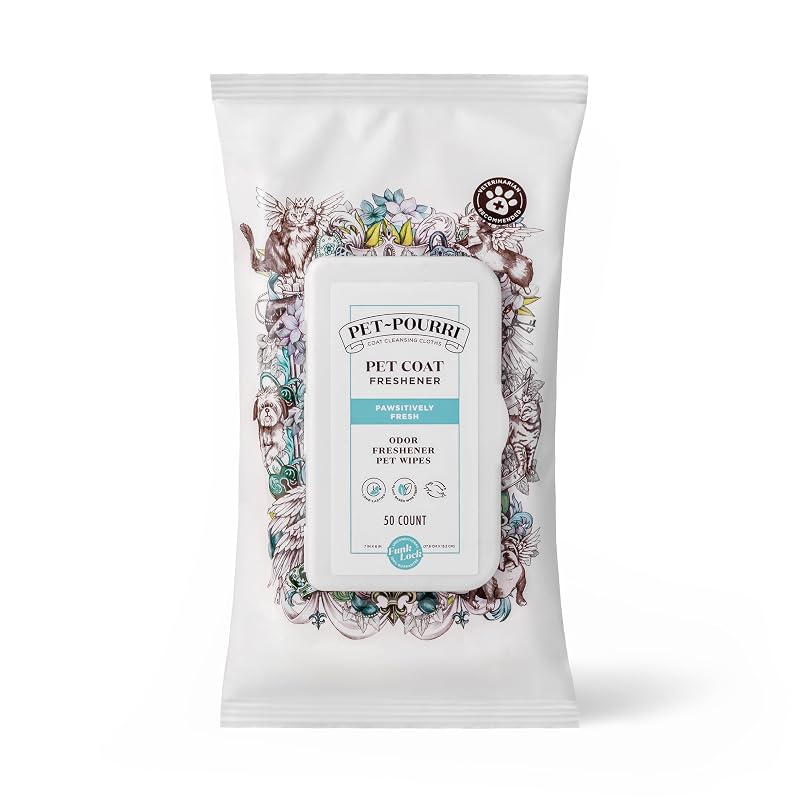 Lenços Higienizadores Desodorizantes para Cães e Gatos Poo-Pourri Pawsitively Fresh com Ingredientes Vegetais, 50 unidades