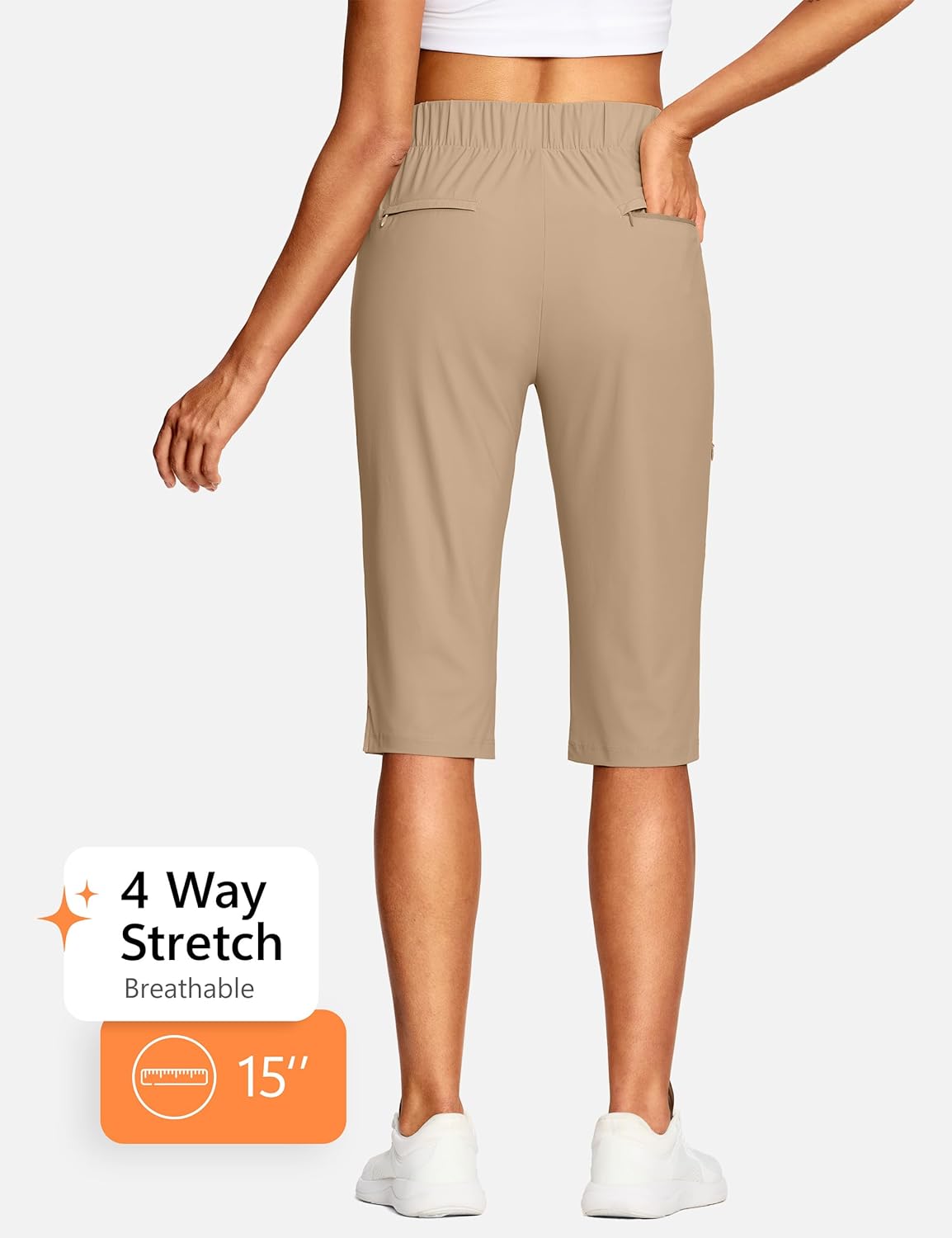 15"/ 18" Capri Pants for Women Summer Golf Capris Pant Pull On Stretch with Pockets Work Casual Dressy Slacks - Image 3