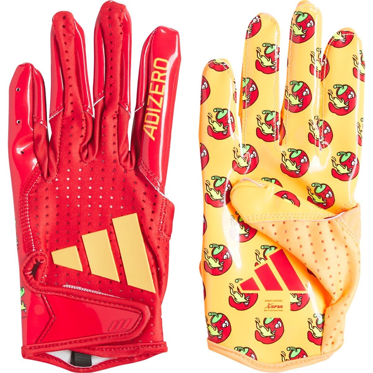 all red adidas football gloves