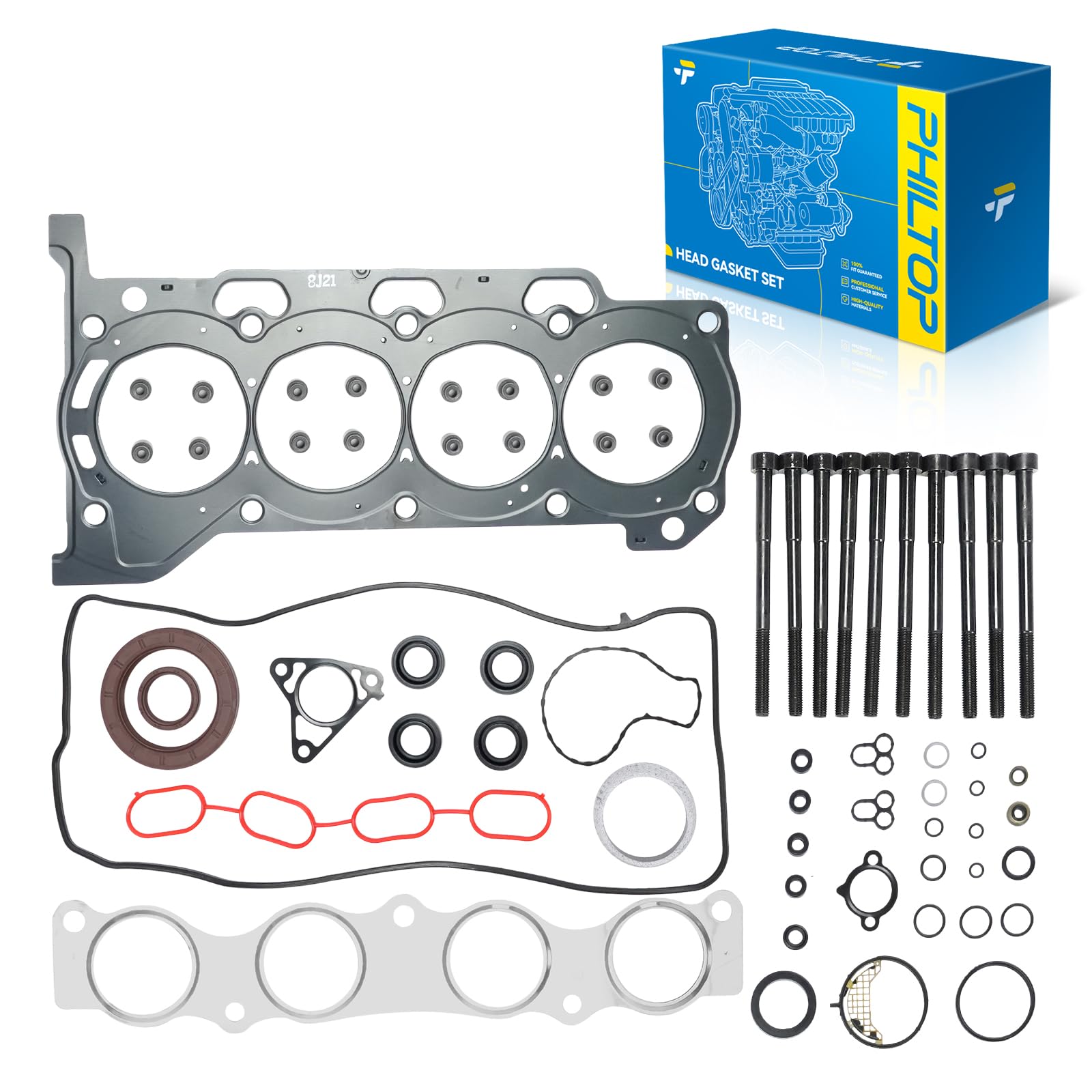 PHILTOP Head Gasket Kit for Toyota Corolla 2020 1.8L, Prius 2010-2020 1.8L | Fit for Prius V 2012-2017 1.8L, Lexus CT200h 2011-2017 1.8L, Prius Plug-In 2012-2015, Prius AWD-e 2019-2020, OE# HS26515PT-1