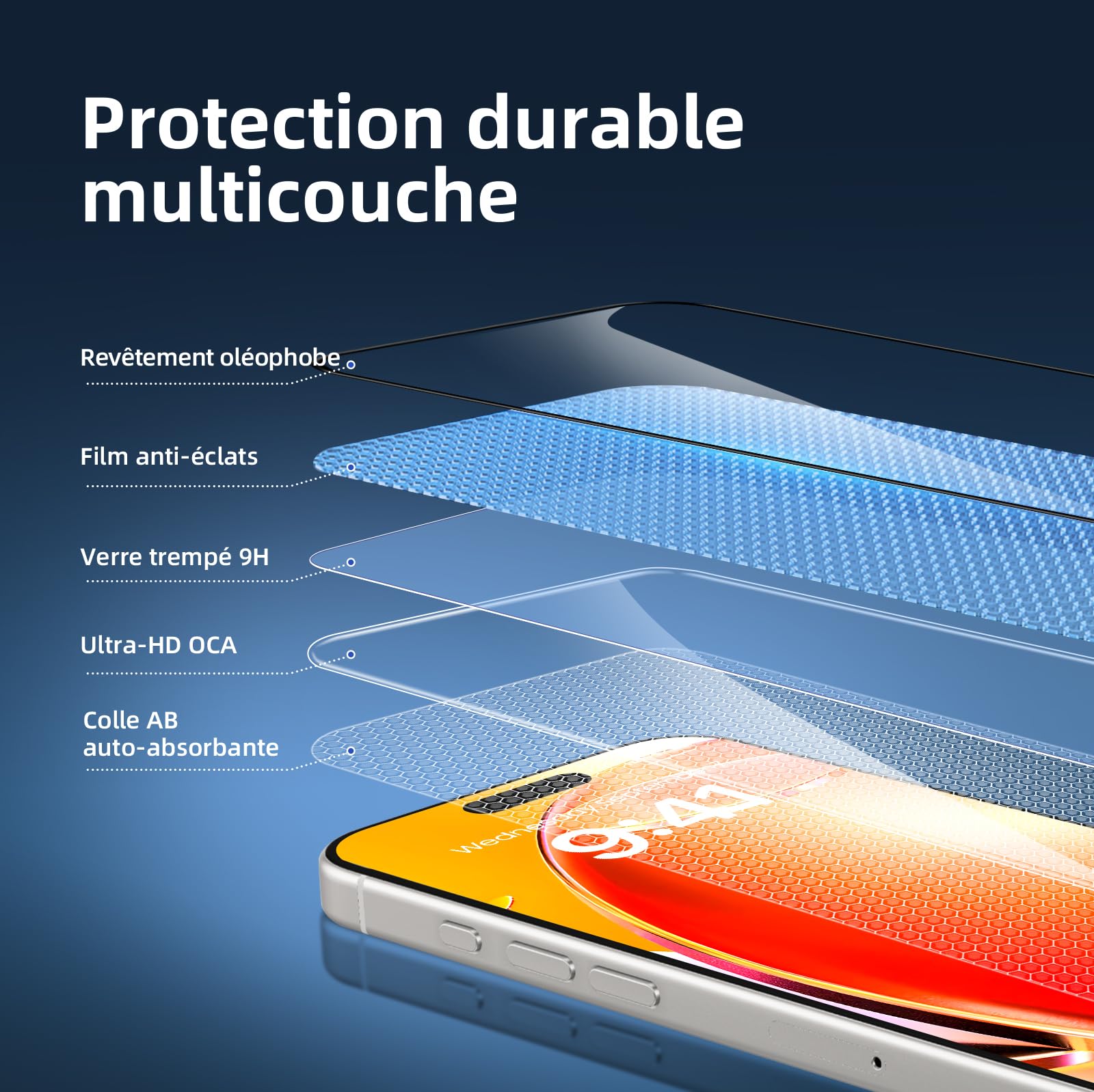 NEW'C 3 Sztuki, Pełny Pokrycie Ochraniacz Ekranu dla iPhone 16 Pro 6,3 cala [Automatyczna Instalacja], Czarna Krawędź, Folia ochronna ze szkła hartowanego, odporność na zarysowania
