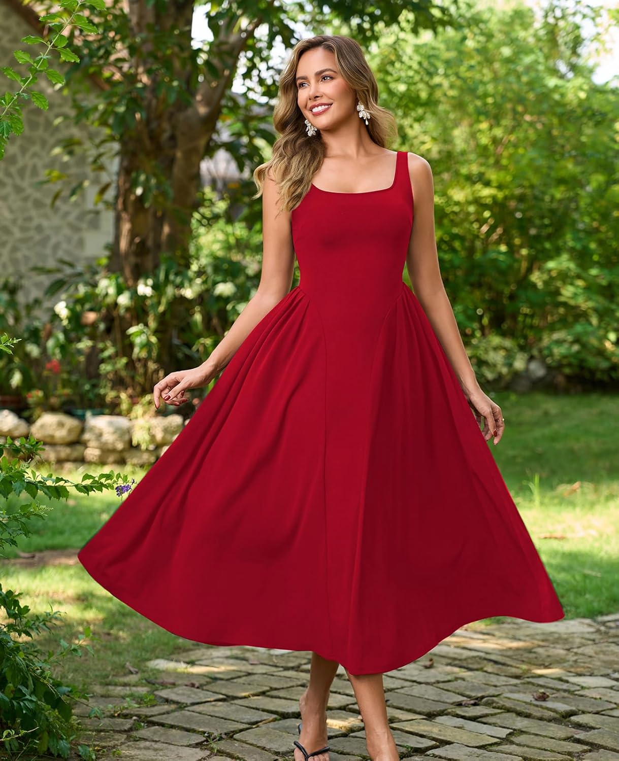 Womens Wedding Guest Midi Dress Summer Spring Flowy Sundress for Women 2026 Long Formal Dresses - Image 4