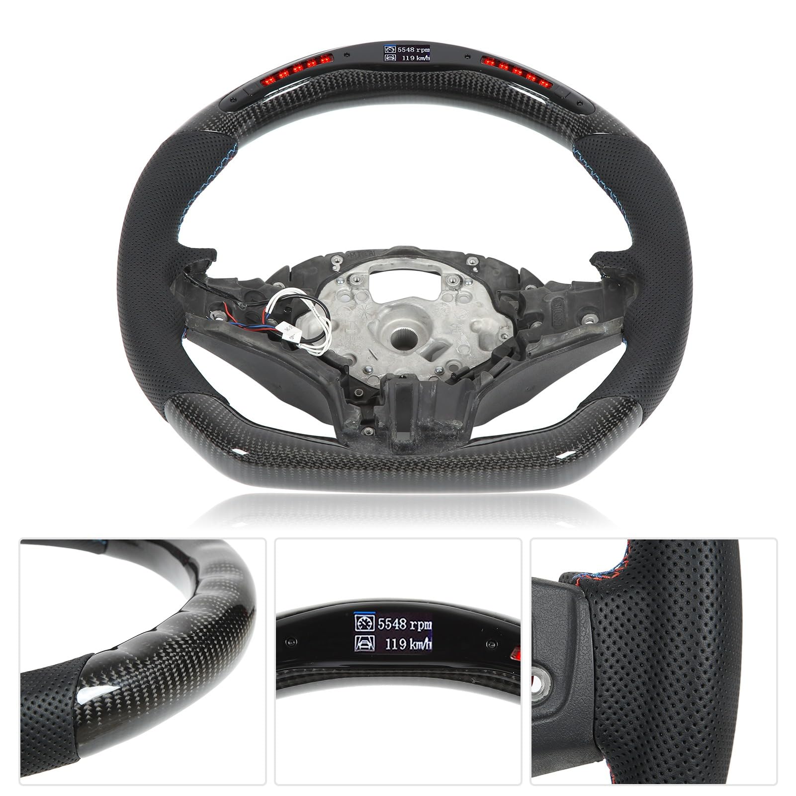 Volante con Display a LED in Fibra di Carbonio, Volante da di Alta qualità per M5 F90 2018-2022, Luci di RGB Regolabili, Design con Impugnatura Comoda