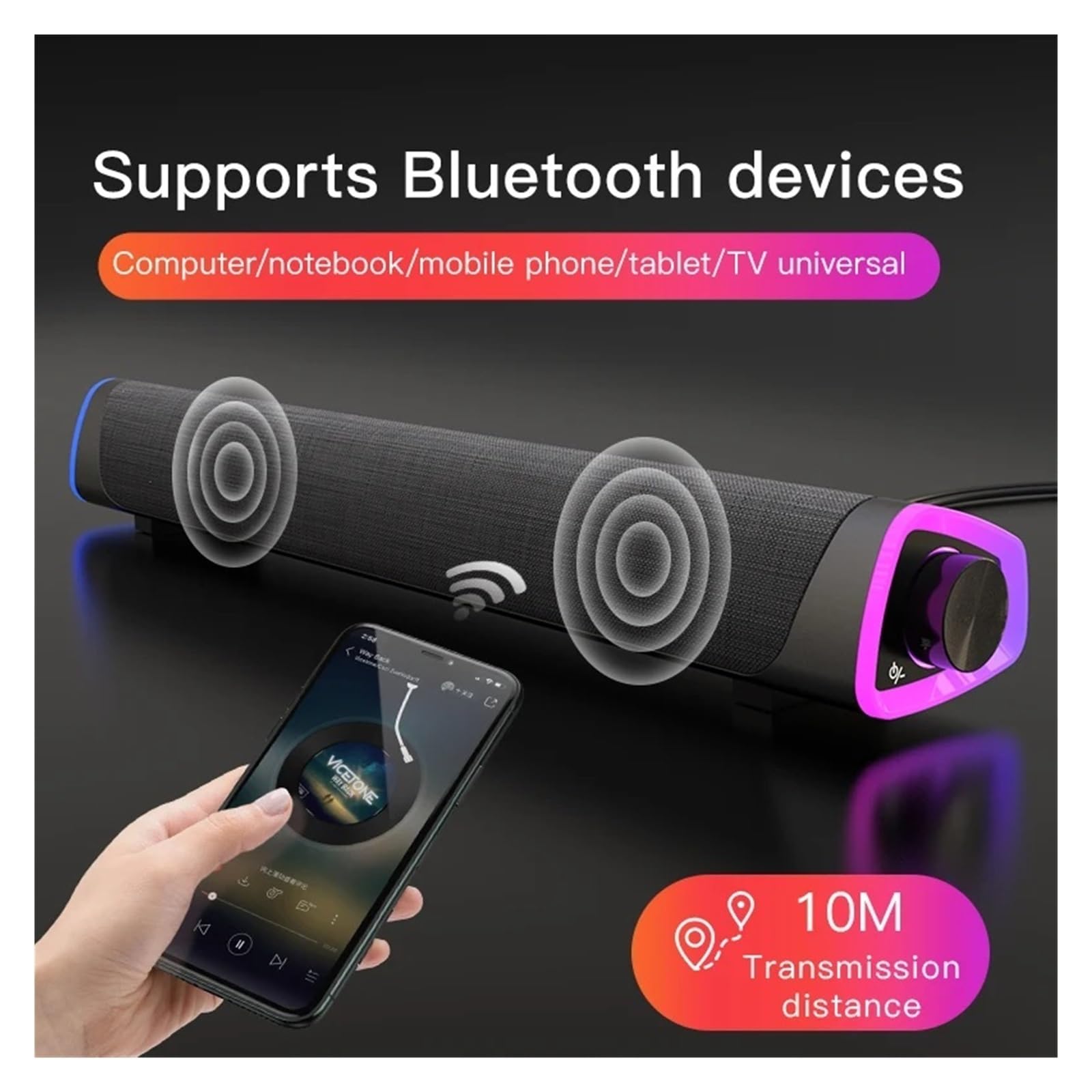 Głośnik Przewodowy 4D Do Komputera Bluetooth, Stereo, Subwoofer, Soundbar Laptopa, Notebooka, Gry Na PC Wszechstronne MożLiwośCi PodłąCzenia(NO Bluetooth)