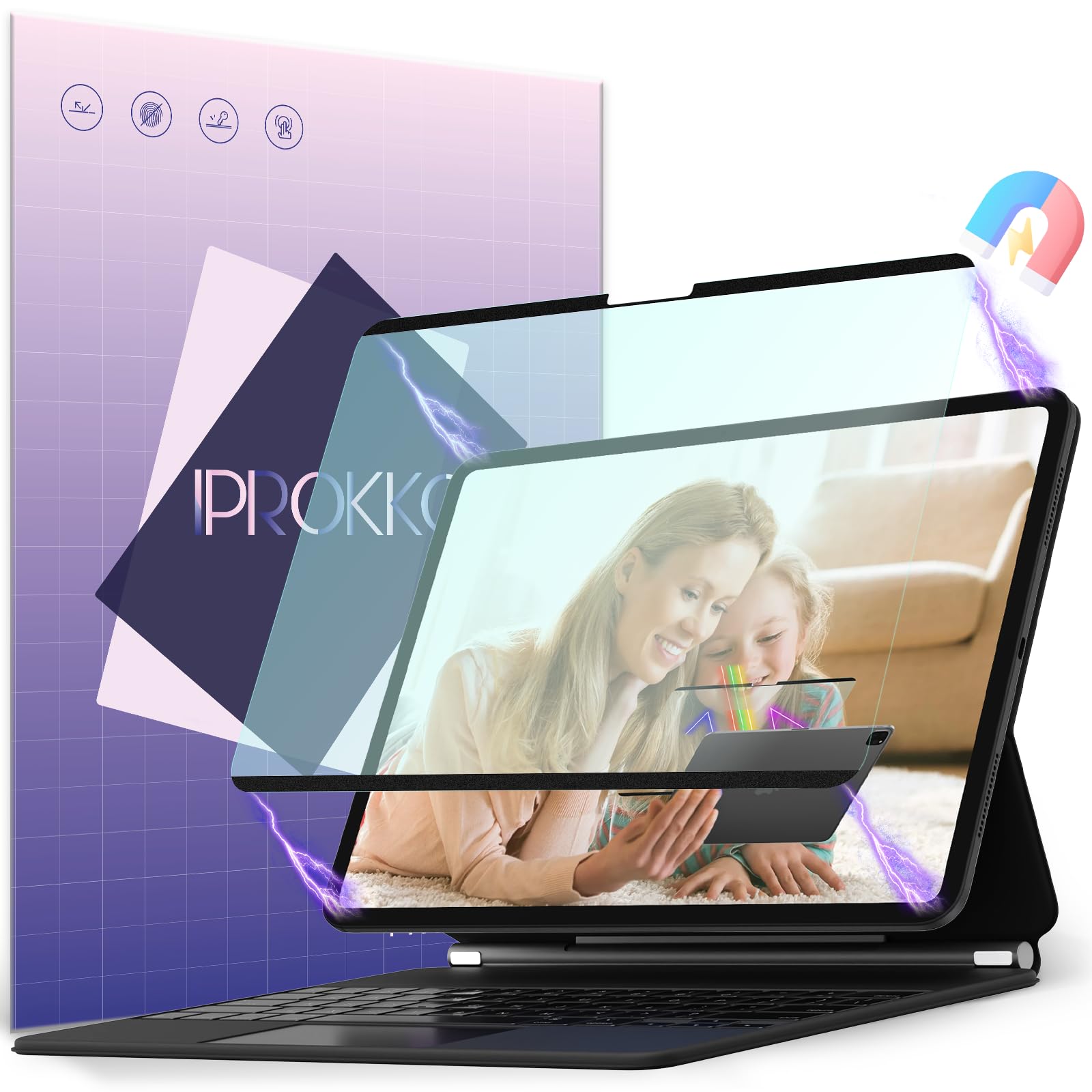 IPROKKO Protection d'écran magnétique pour iPad Pro 11" M5/M4 Lumière bleue