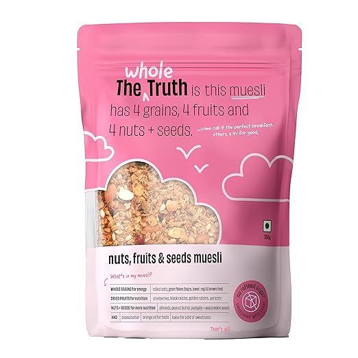 The Whole Truth - Breakfast Muesli | Nuts, Dried Fruits and Seeds | 350 grams | Healthy Breakfast | Vegan | Dairy-free | No Artificial Sweeteners | No Added Flavours | No Gluten or Soy | Nutritious Snack
