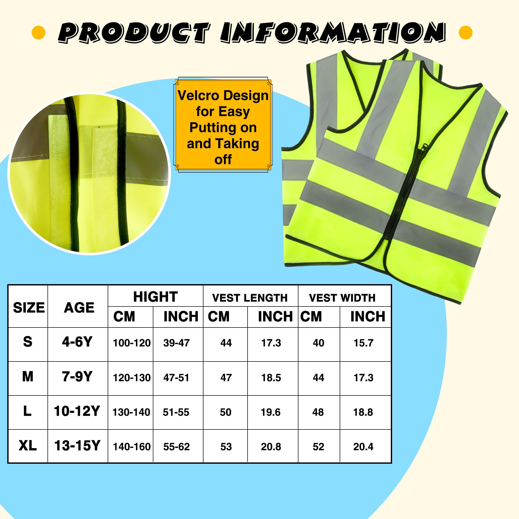 6 Pack Kids Hi Vis Vests Child Hi Vis Reflective Vest Bulk Children High Visibility Safety Vest with Reflective Strips for Girls Boys Outdoor Traffic Activities (M - Image 2