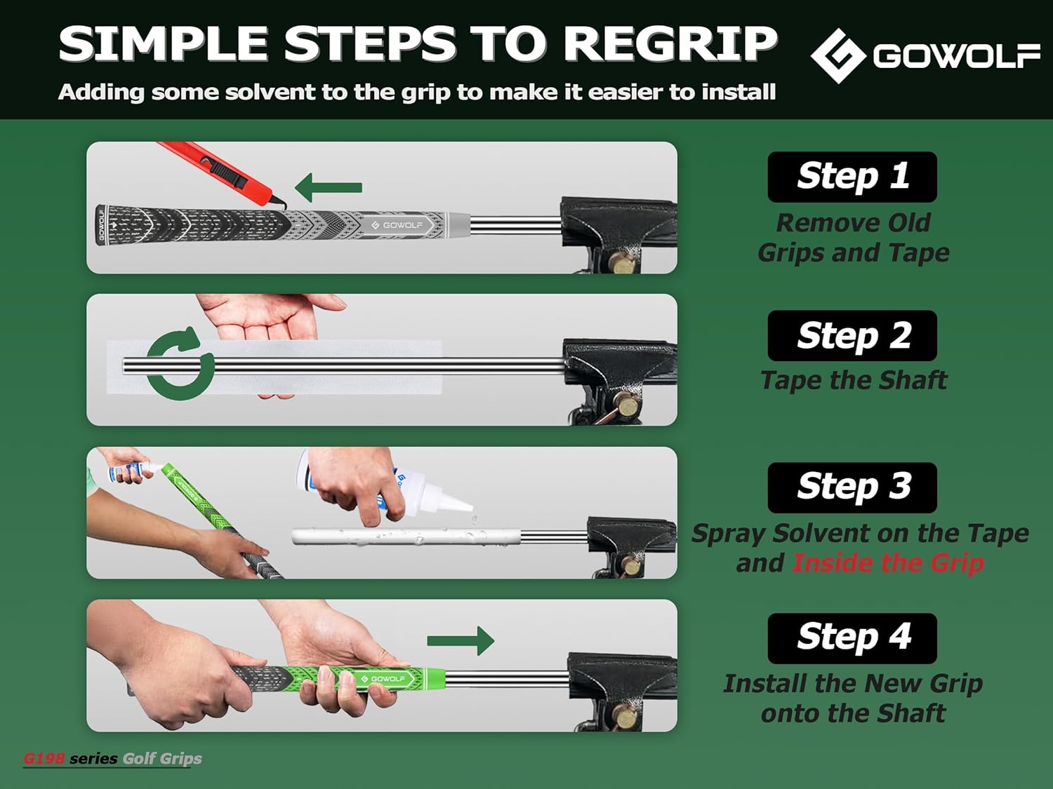 Gowolf Golf Grip Cord Rubber Multi-compound Golf Driver Irons Club Choose 13 Grips with 15pcs Tapes Or Full Kit choose one