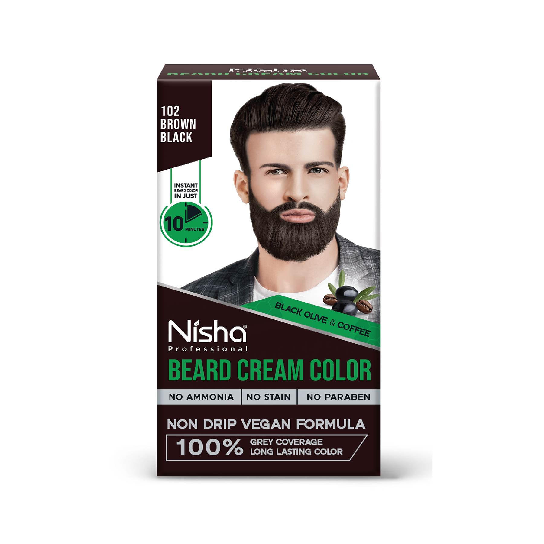 Nisha Beard Colour for Men (40gm) - Brown Black, No Stain & Quick color in 10 Minute, Complete Grey Coverage, Ammonia Free, Paraben Free (1 Pack)-image-7