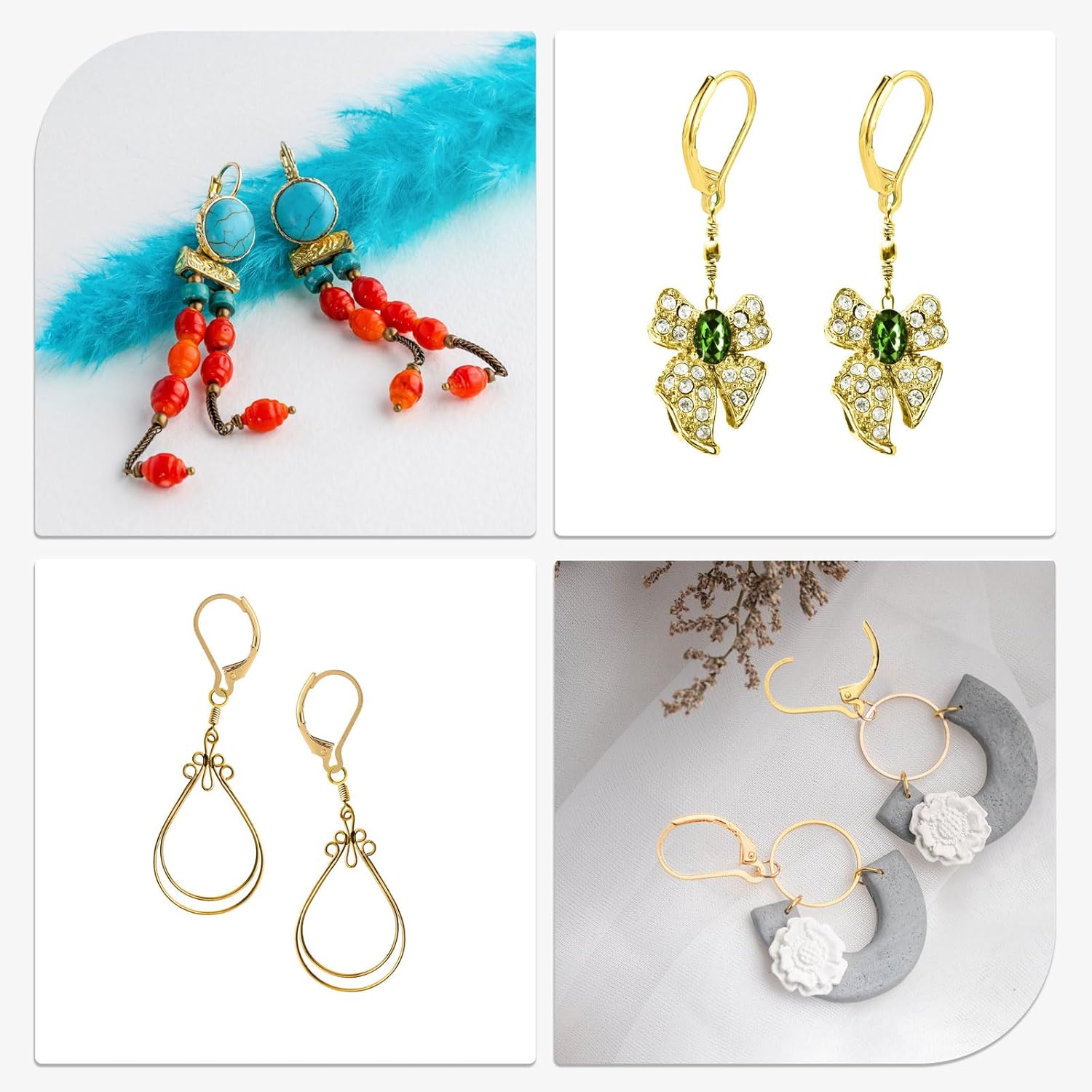 100pcs 18K Gold Filled Leverback Earring Hooks, Hypoallergenic French Dangle Ear Wire Findings for DIY Jewelry Making, Metal Earring Components (Gold) - Image 6