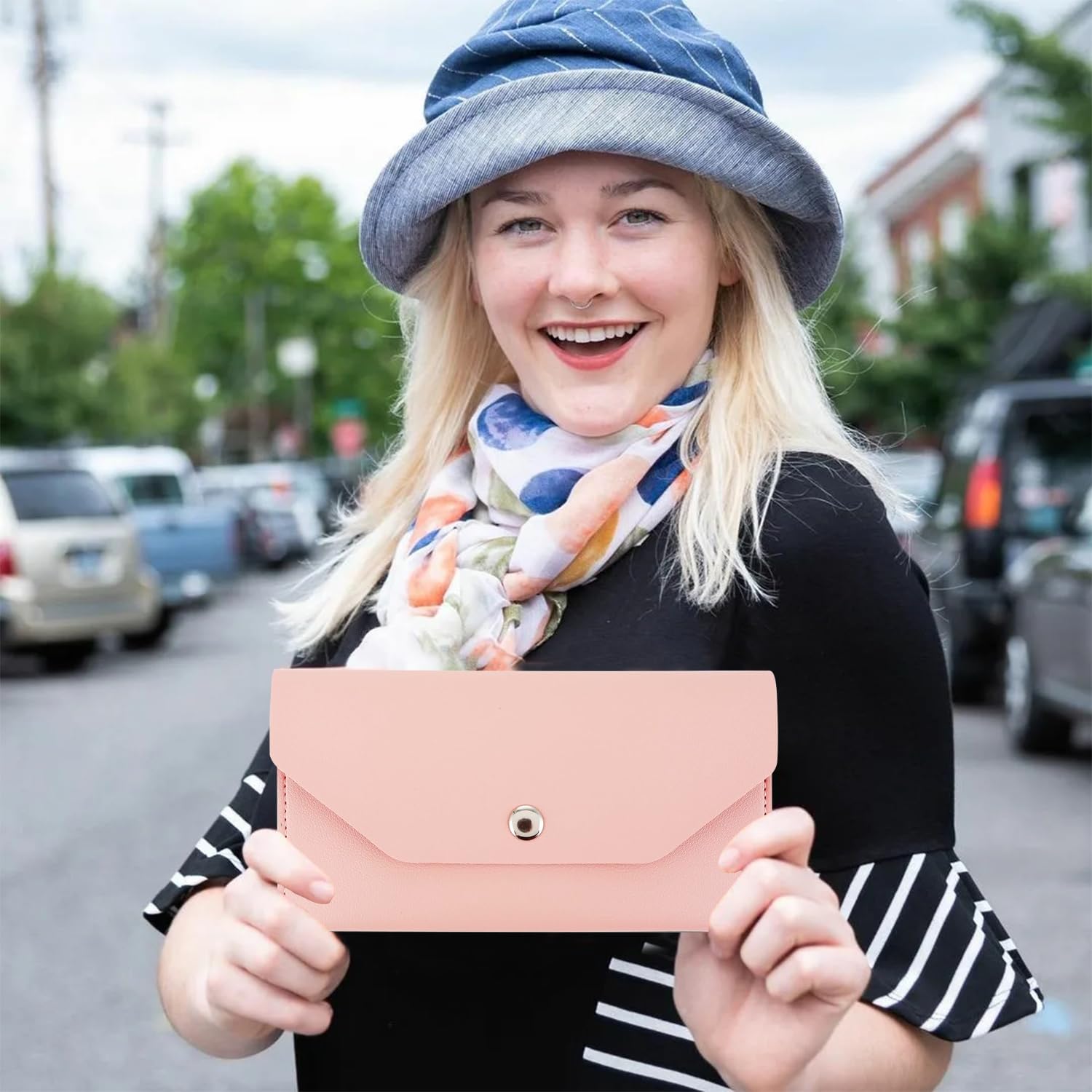 Borsa per Buste per Contanti in Pelle PU, Portafoglio Riutilizzabile, Divisore per Buste, Rosa