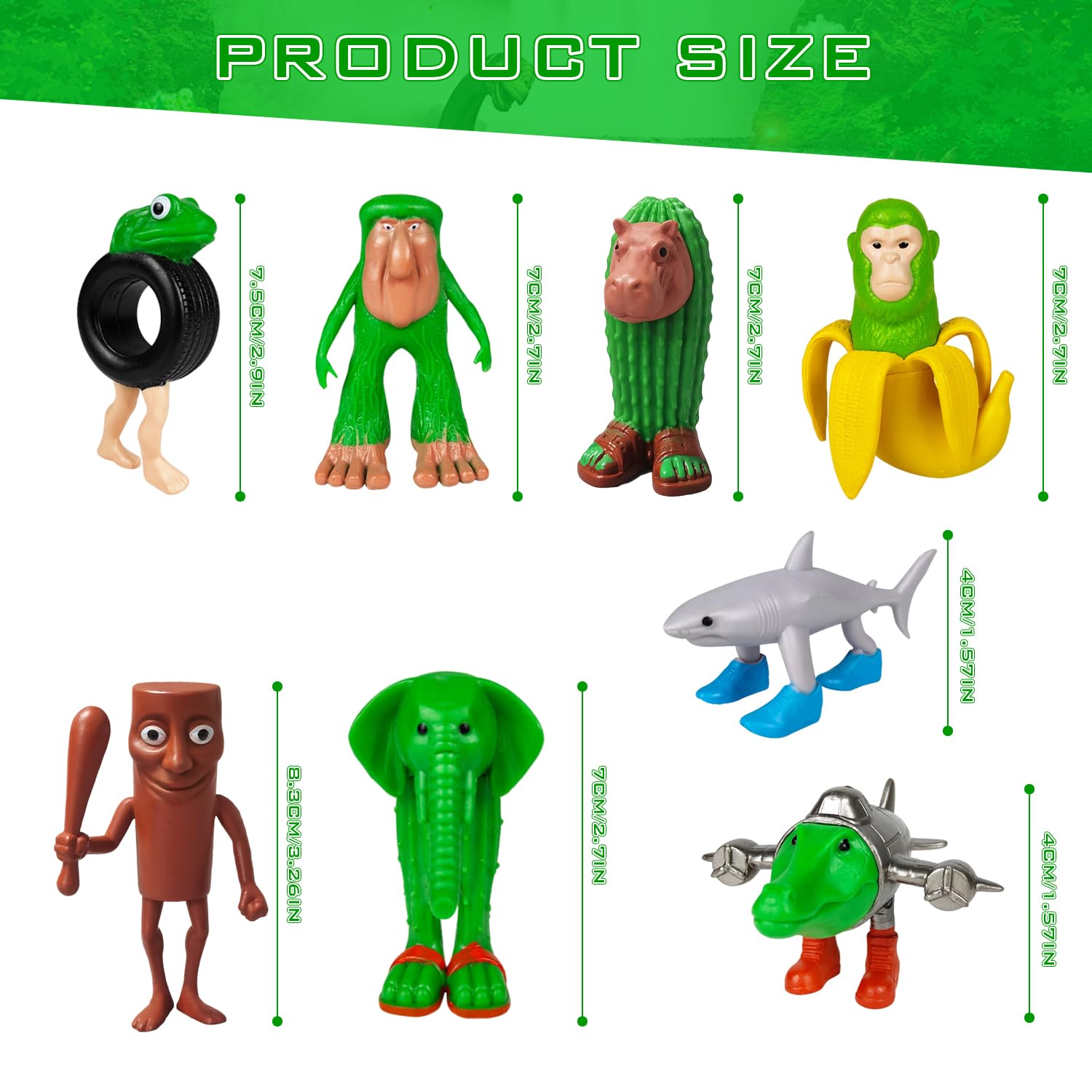 Generico 8 Packed Brainrot Animali Figura, Tung Tung Tung Sahur Figure Toy,Tralalero Tralala Figure,Tralalero Tralala Action Toy Figure Decorazioni Desktop per Gli Amanti Del Gioco Giocattoli