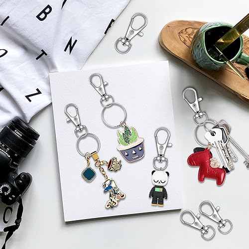 Miniatura 4 de 70 piezas de ganchos giratorios con llaveros, cierre de pinza de langosta de metal, llaveros para manualidades 3,17 cm / 1,25 pulgadas