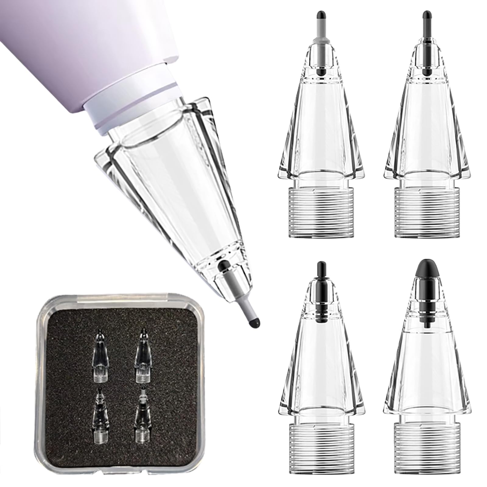 Fofvccv Replacement Tips for Apple Pencil, Upgraded Mix iPencil Tip for iPad Pro/USB-C / 1st Gen / 2nd Generation, Needle Pencil Tips with Case -