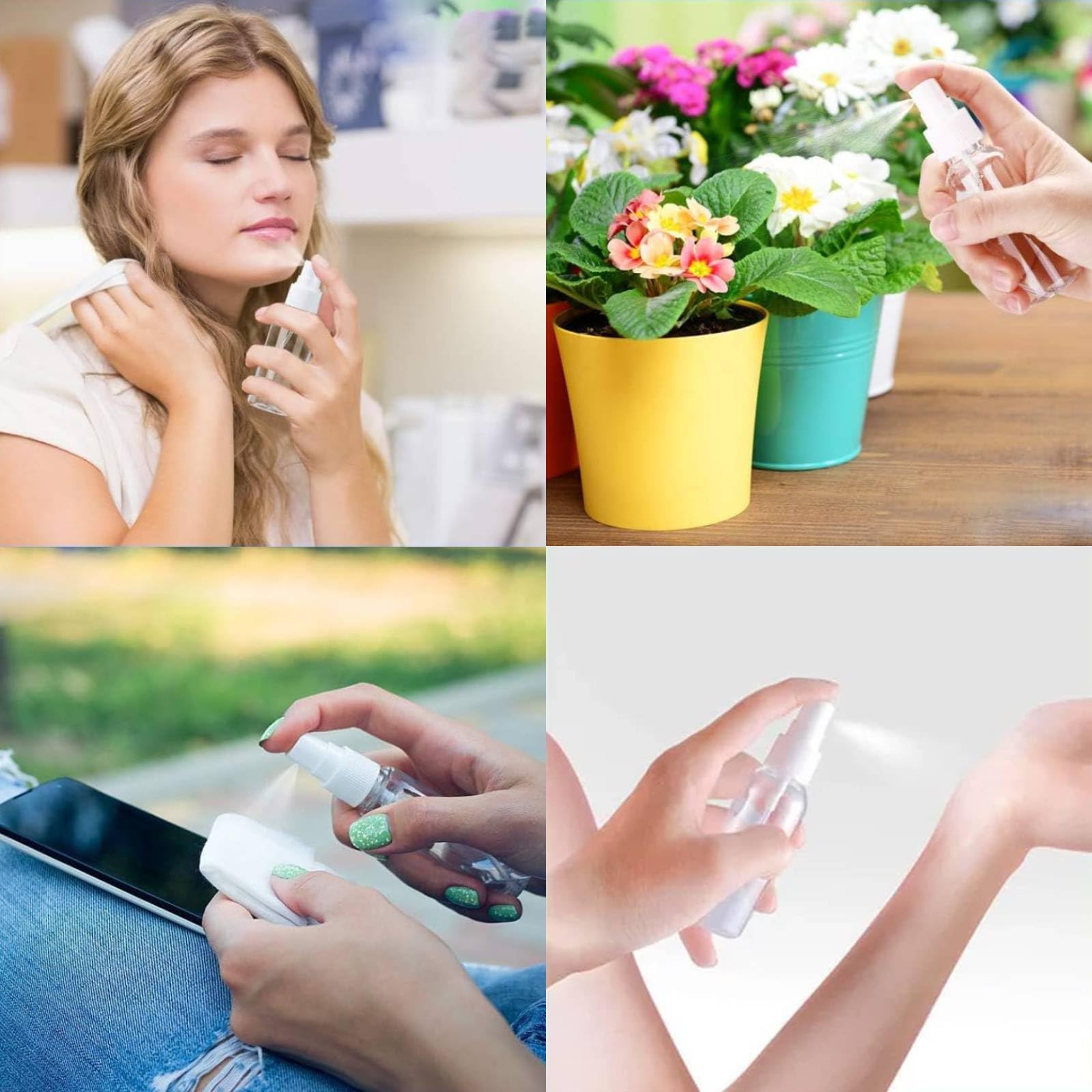 Flaconi Spray 4 Pezzi 50ml, Flacone Spray Vuoto, Mini Ricaricabile Bottiglia Spray, Flacone Spray Vuoto, Plastica Trasparente Flacone Spray, per Viaggi e Uscite (50ml * 4pcs)