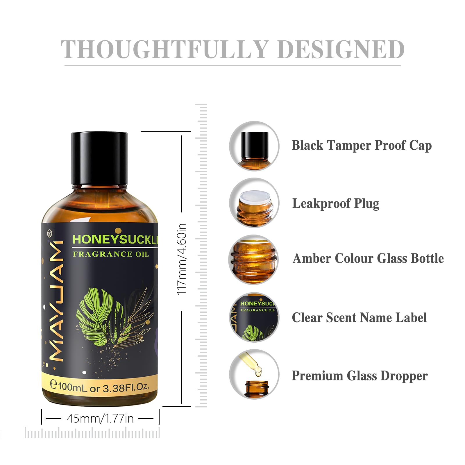 MAYJAM Olio Essenziale di Caprifoglio 100ml, Olio Di Fragranza Premium Per Diffusori di Olio Essenziali, Aromaterapia, Casa, Bruciatore Di Olio