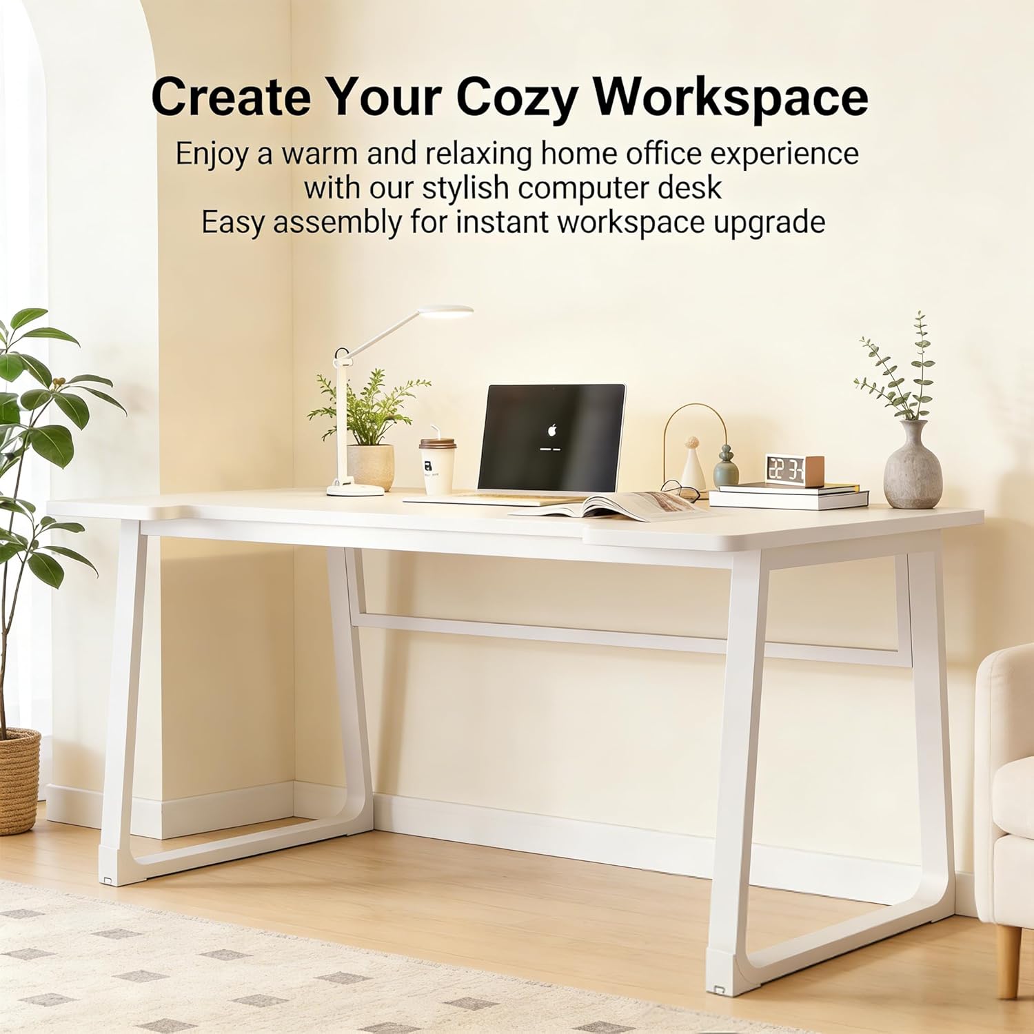 Computer Desk 39.4 Inch Small Office Desk with Wood Top and Metal Frame, Study Writing Desk for Home, Bedroom, Gaming, U-Shaped Leg Design, Modern Simple