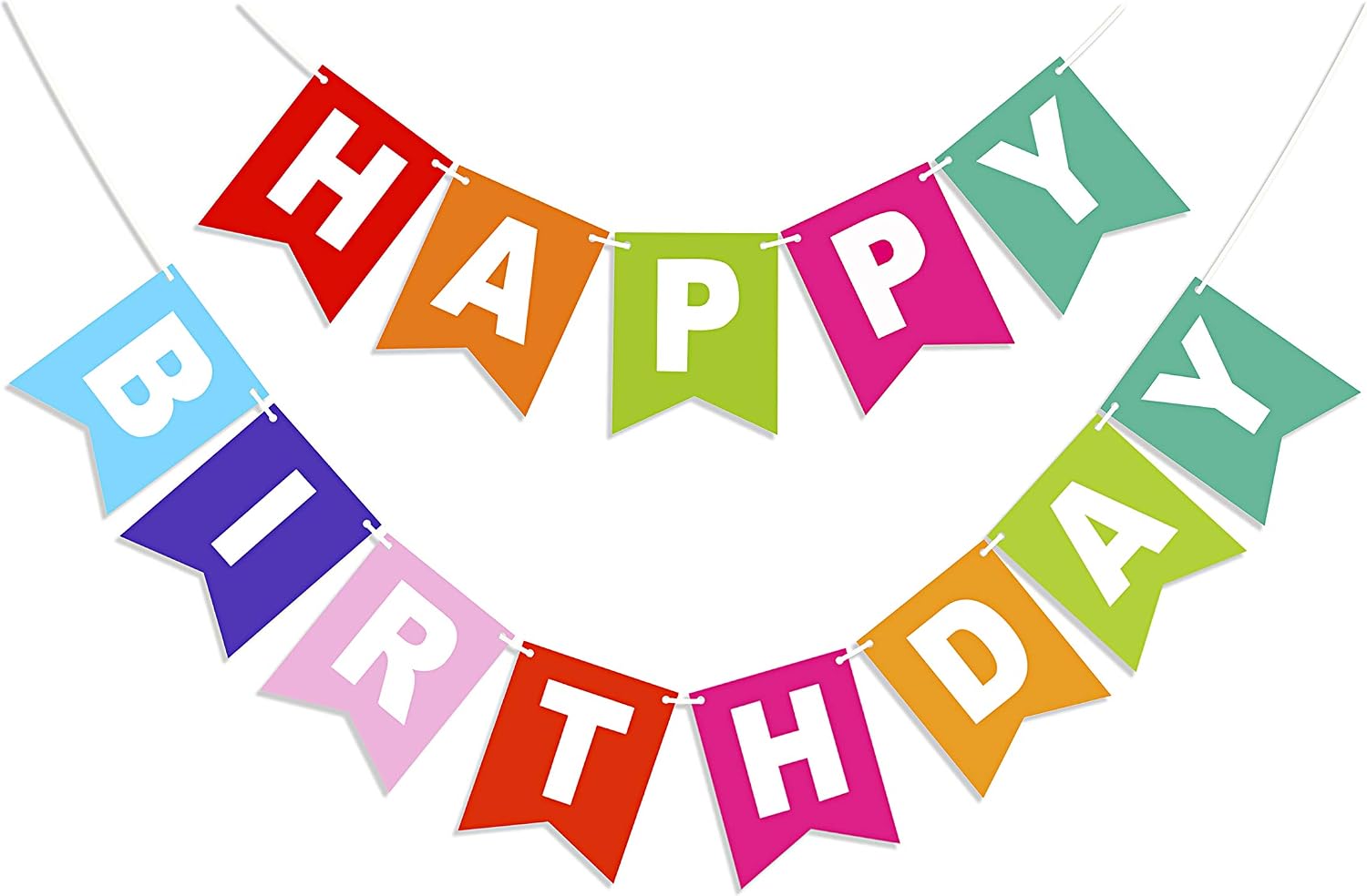 Large Happy Birthday Banner 6.3&7.8 inches Happy Birthday Bunting Banner with Shiny Gold Letters Black & Gold Birthday Party Decorations for Any Ages's Party Supplies with 13 Cards (K-7 Color 2nd)