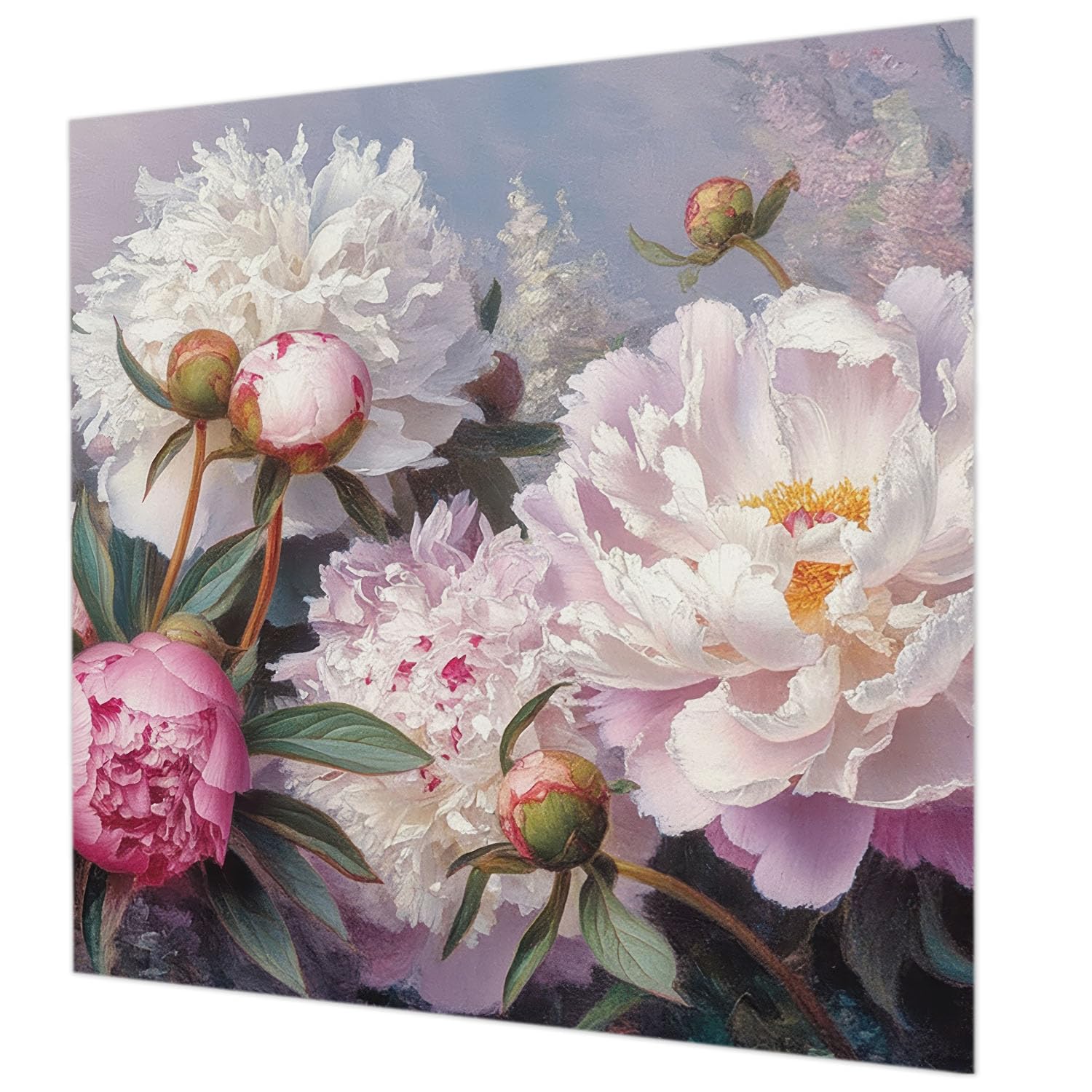 Tapisserie intissée haut de gamme pivoines 250x250 cm à impression haute qualité