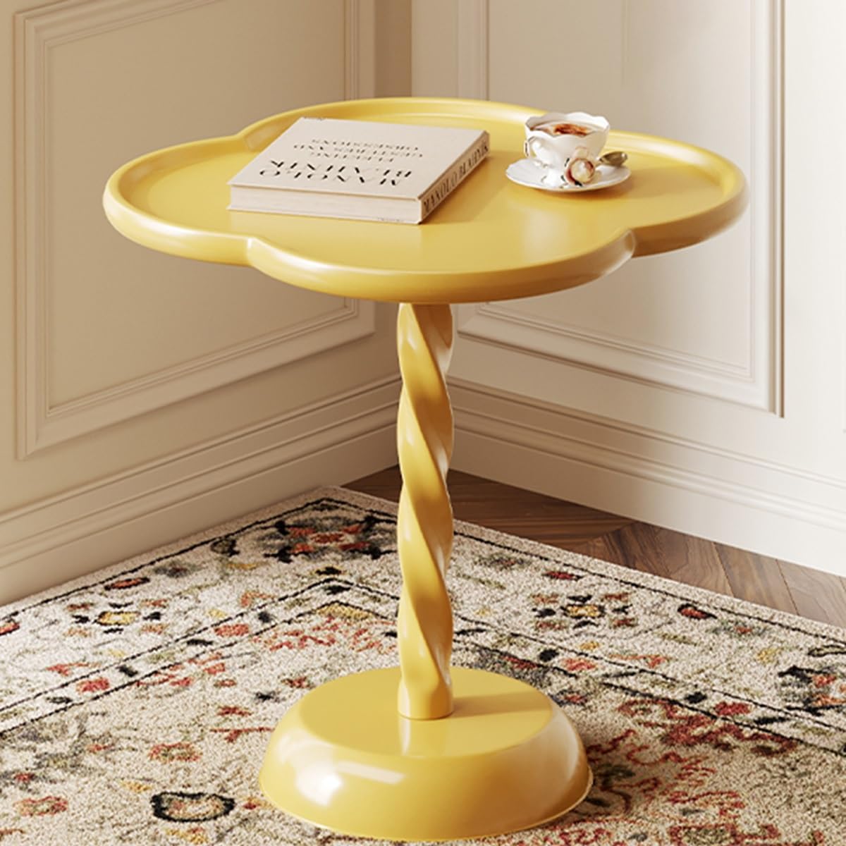 Okrągły stół końcowy, dekoracyjny stół na cokole(/Yellow a,55CM)