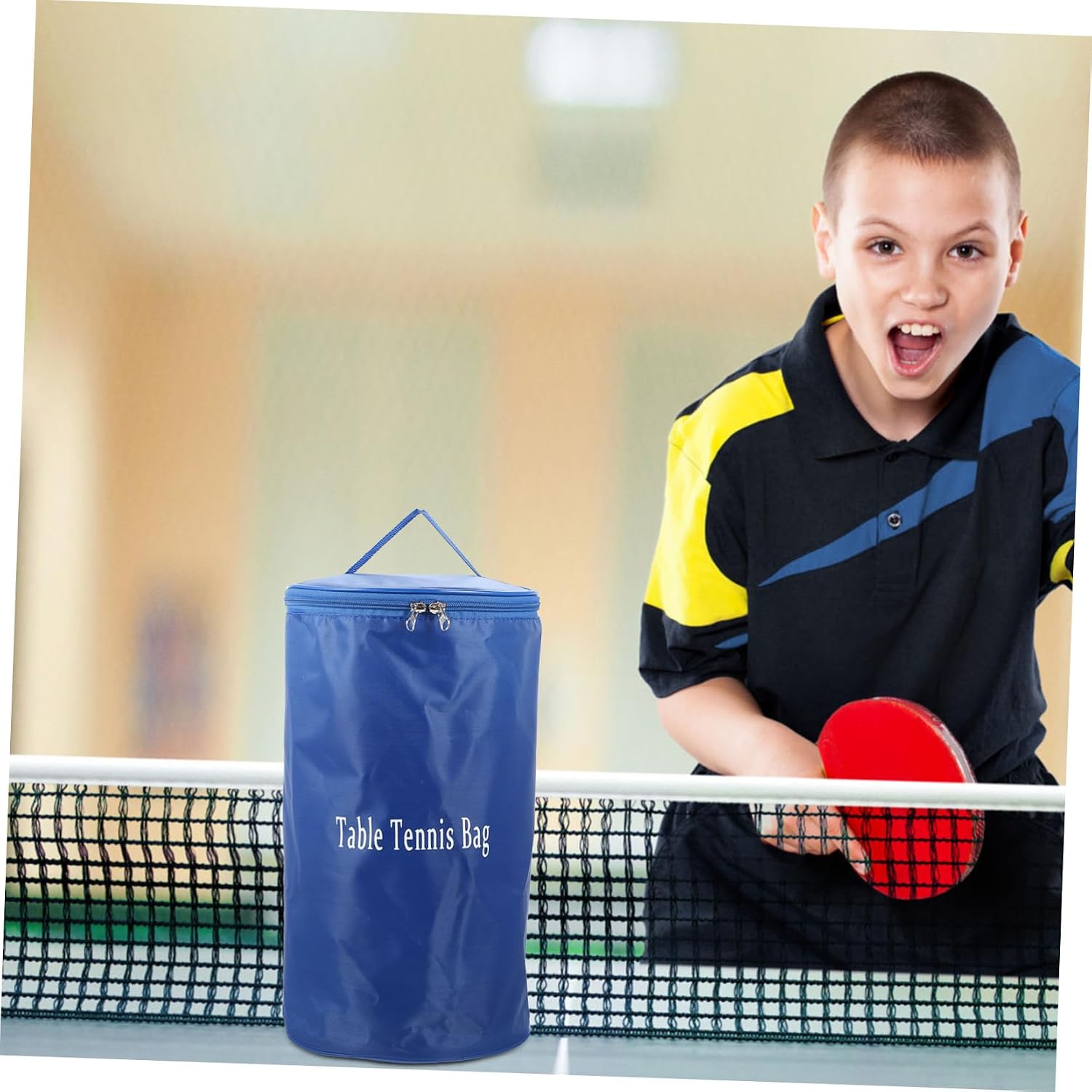 Kisangel Table Tennis Pouch Compartment Oxford Cloth Carrying Bag Portable Pingpong Accessories for Outdoor Balls and Rackets
