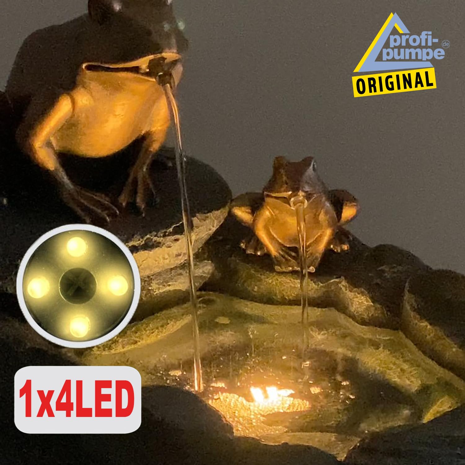 Springbrunnen mit LED-Licht 230V 250lph Wasserspiel für Garten, Gartenteich, Terrasse, Balkon Sehr Dekorativ (Teich-König)
