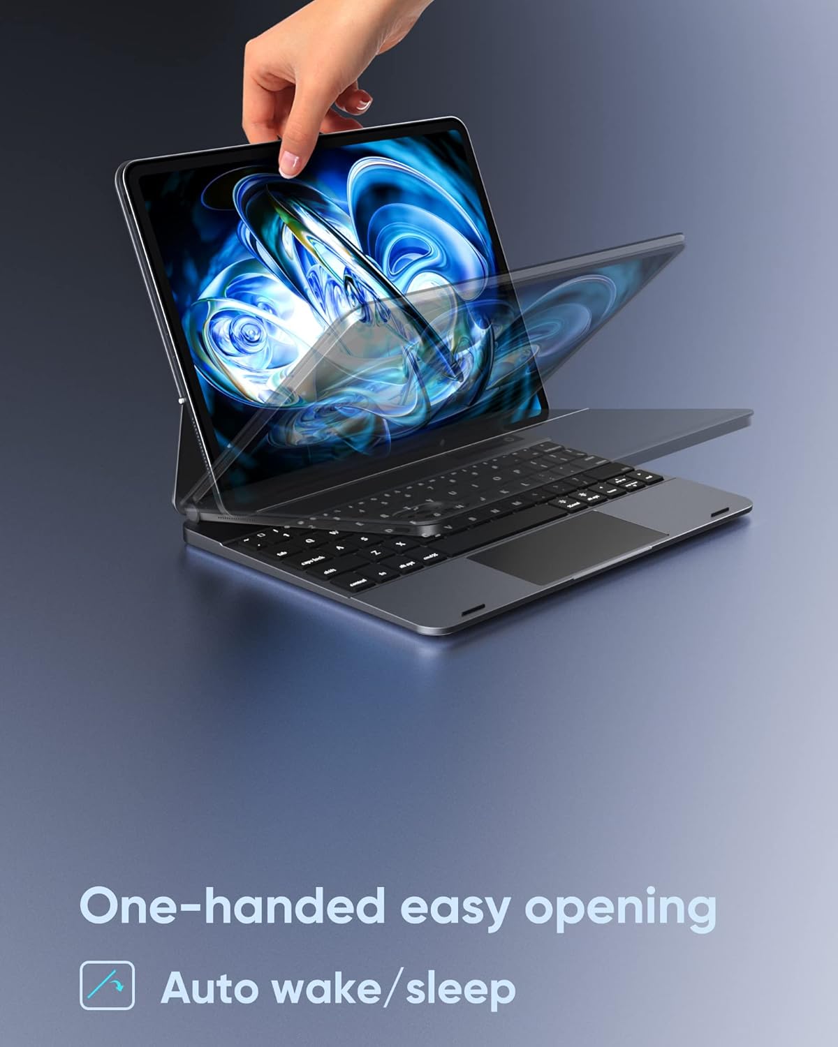 One-handed easy opening and auto wake/sleep