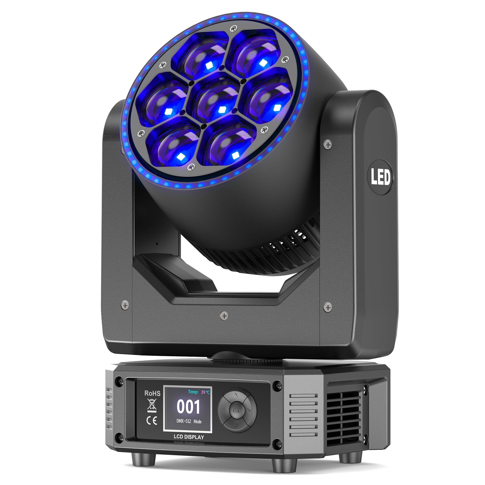 300W Testa Mobile Luce di Festa RGBW LED, Wash Palcoscenico Lampada a Spot Beam Zoom Luce spettacolo DMX512 Strobo Z-asse 360° Rotazione infinita per Discoteca DJ Natale Matrimonio