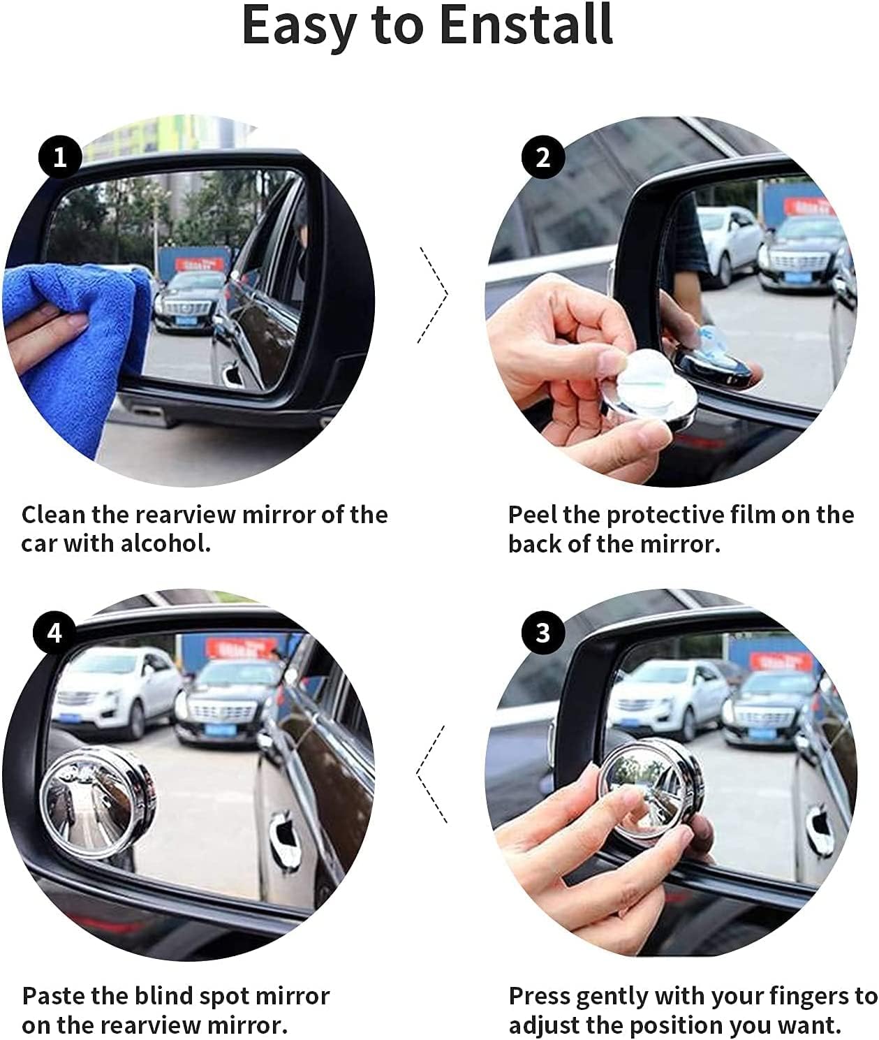 DLEST 360° Rotatable Field Of View, Convex Wide-Angle Car Blind Spot Mirror HD Outer Crystal Glass Waterproof Durable Traffic Safety, Suitable For All Types Of Cars & Truck - Image 7 thumbnail