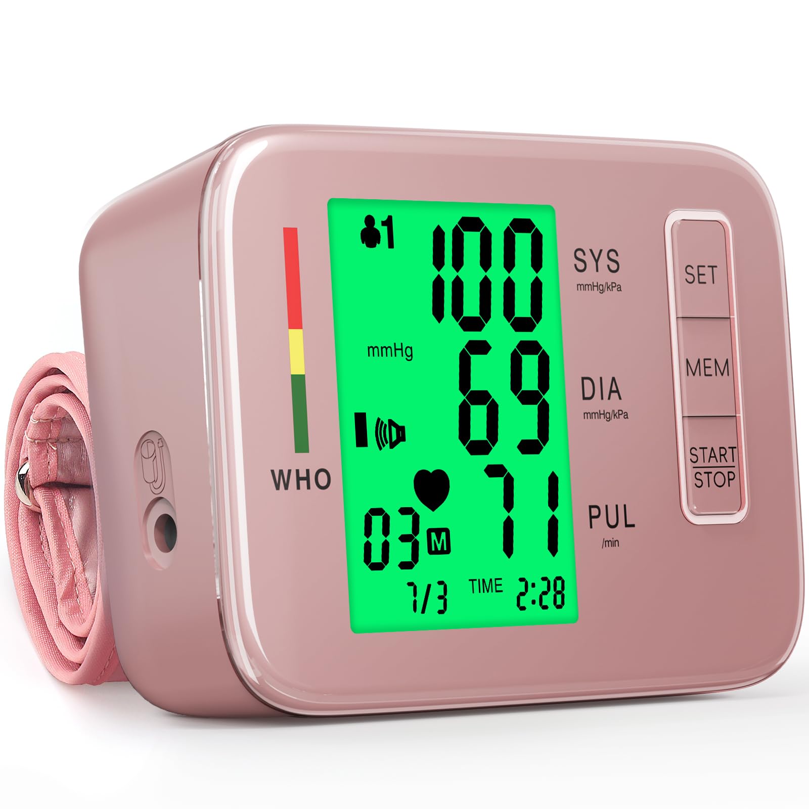 Photo 1 of Blood Pressure Monitor,Pink Blood Pressure Machine Bp Cuff Automatic Upper Arm with 8.7”-16.5 inches Adjustable Automatic High Blood Pressure Cuff for Home Use 2 x 90 Sets Memory (Pink BP Cuff)