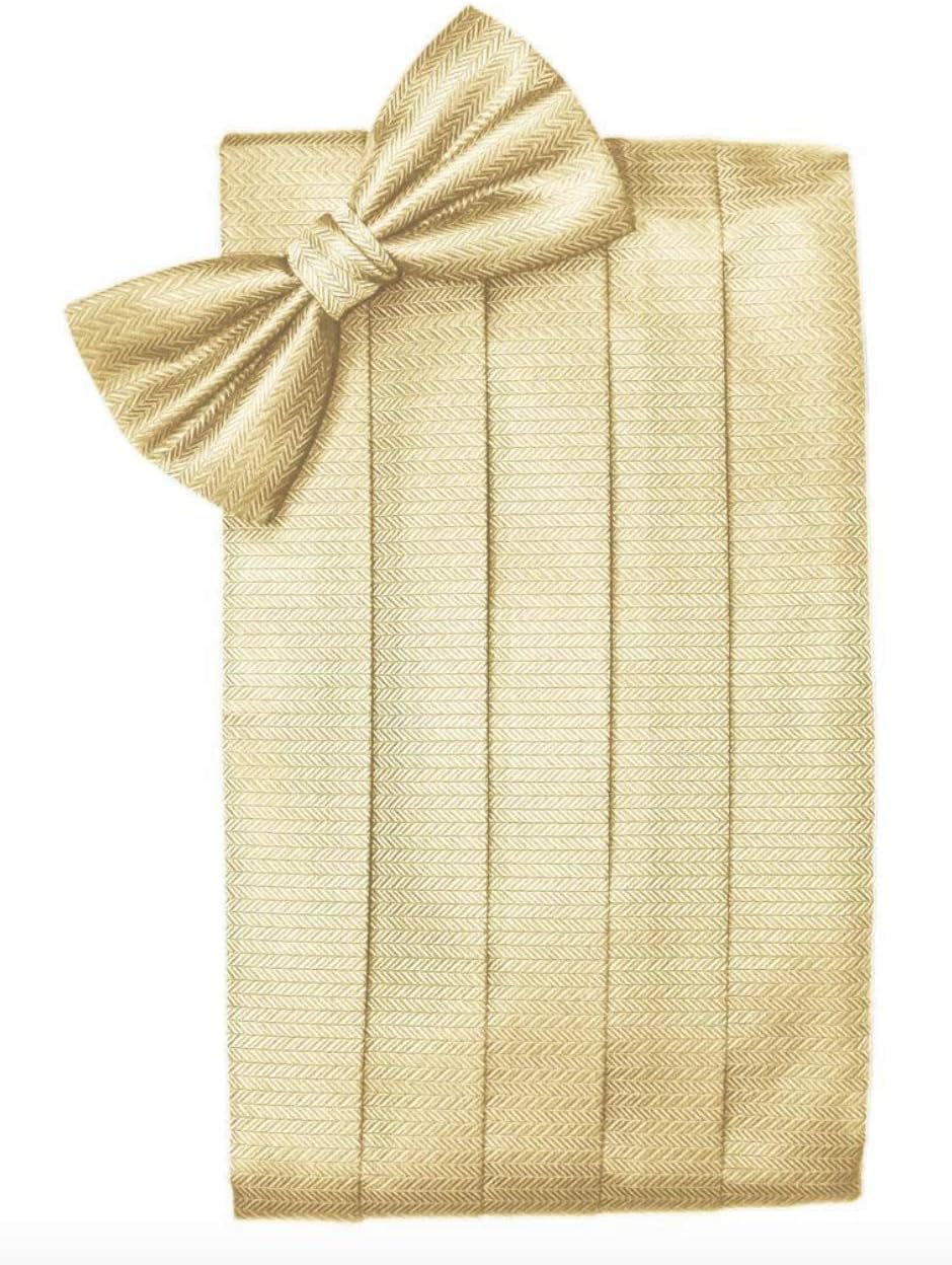 Luxury Herringbone Tuxedo Cummerbund and Bow Tie Set