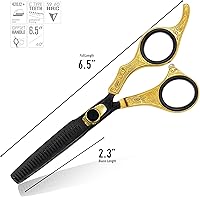 Vista 6 de Tijeras profesionales para el cabello, 6.5 pulgadas de acero inoxidable japonés de alta calidad, tijeras de peluquería con navaja lisa y cuchillas