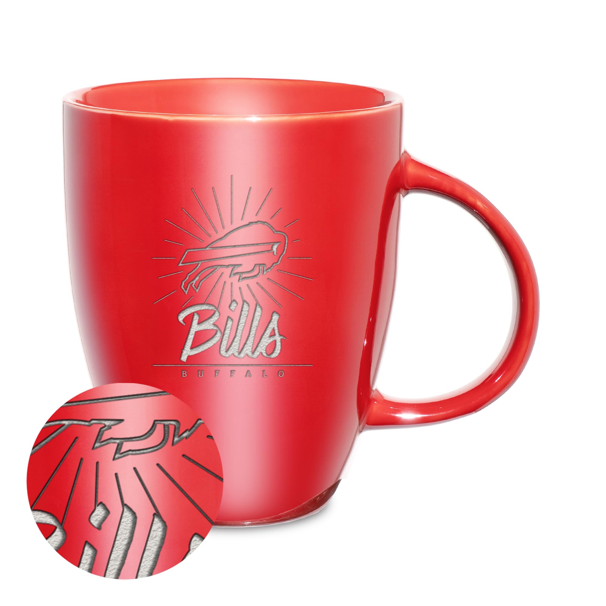Tasse NFL Buffalo Bills rouge en céramique gravée laser de 532ml