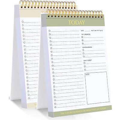 2 Packs To Do List Notepad, Totally 208 Pages To Do List Notebook A5 Undated Daily Planner Notepad with Transparent Cover and Task Checklist Home Office School Supplies, Simple Style