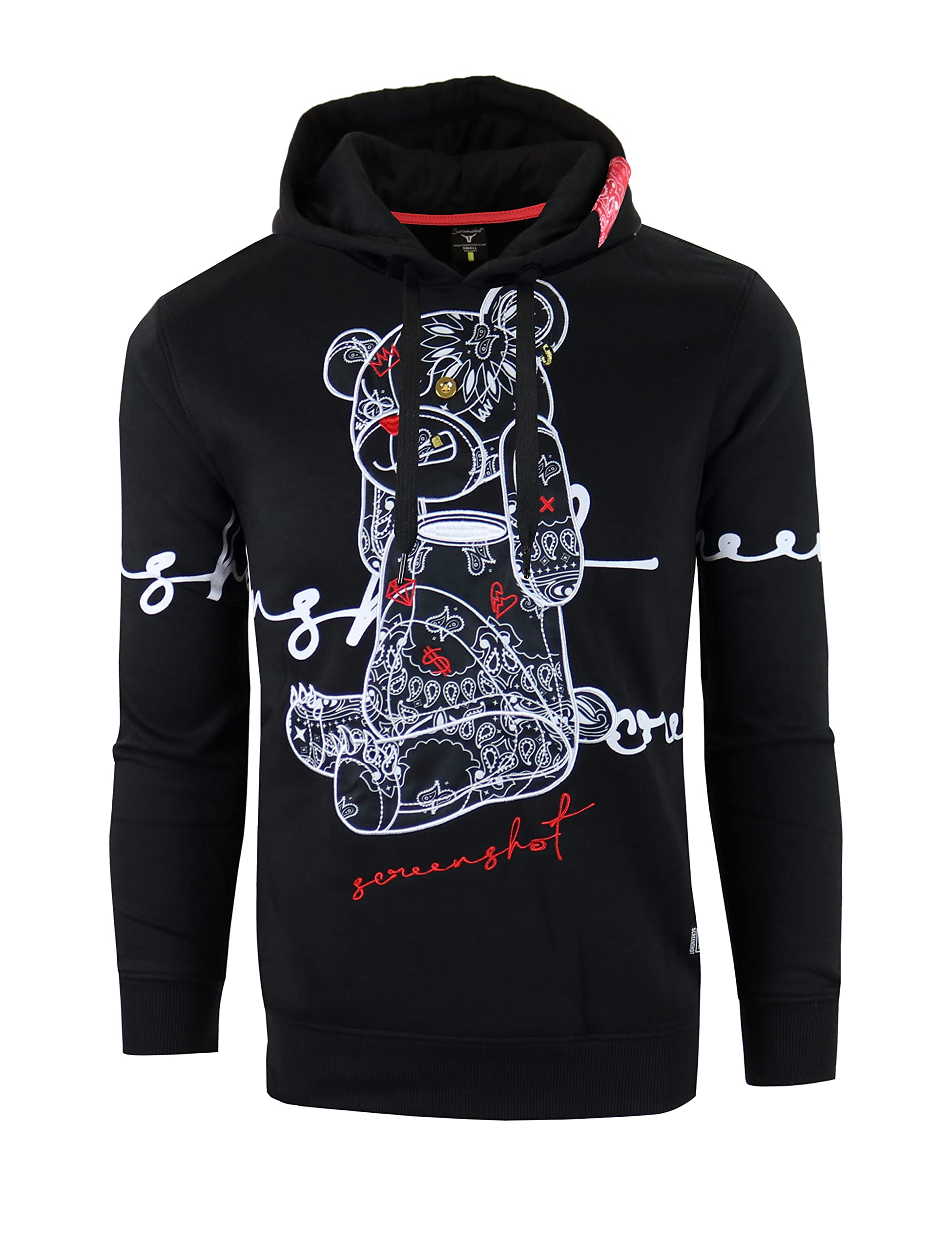 Mens Urban Premium Fleece Hoodie - Animation Cartoon Character Embroidery Patch Gel Print Hooded Sweatshirt