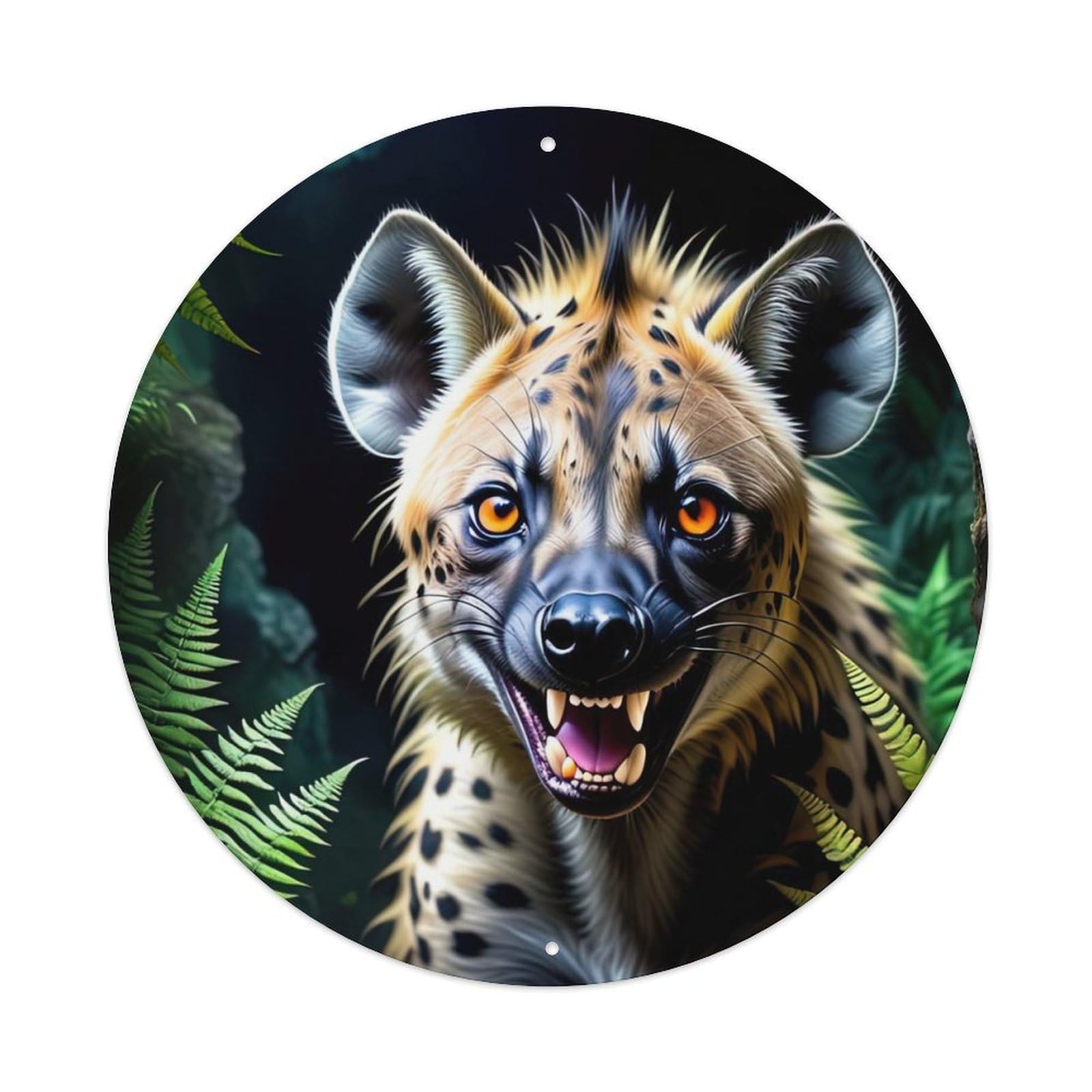 Animal Hyenas in The Grass Vintage Metal Tin Sign Plaque Wall Decor for Cafe, Club Bar, Office, Garden Metal Poster 8x8Inch