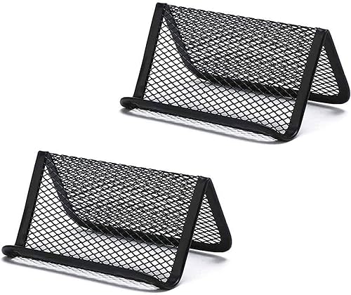 2 soportes multifunción para tarjetas de nombre de negocios, tipo N, organizador de tarjetas de visita de malla metálica para escritorio y oficina,