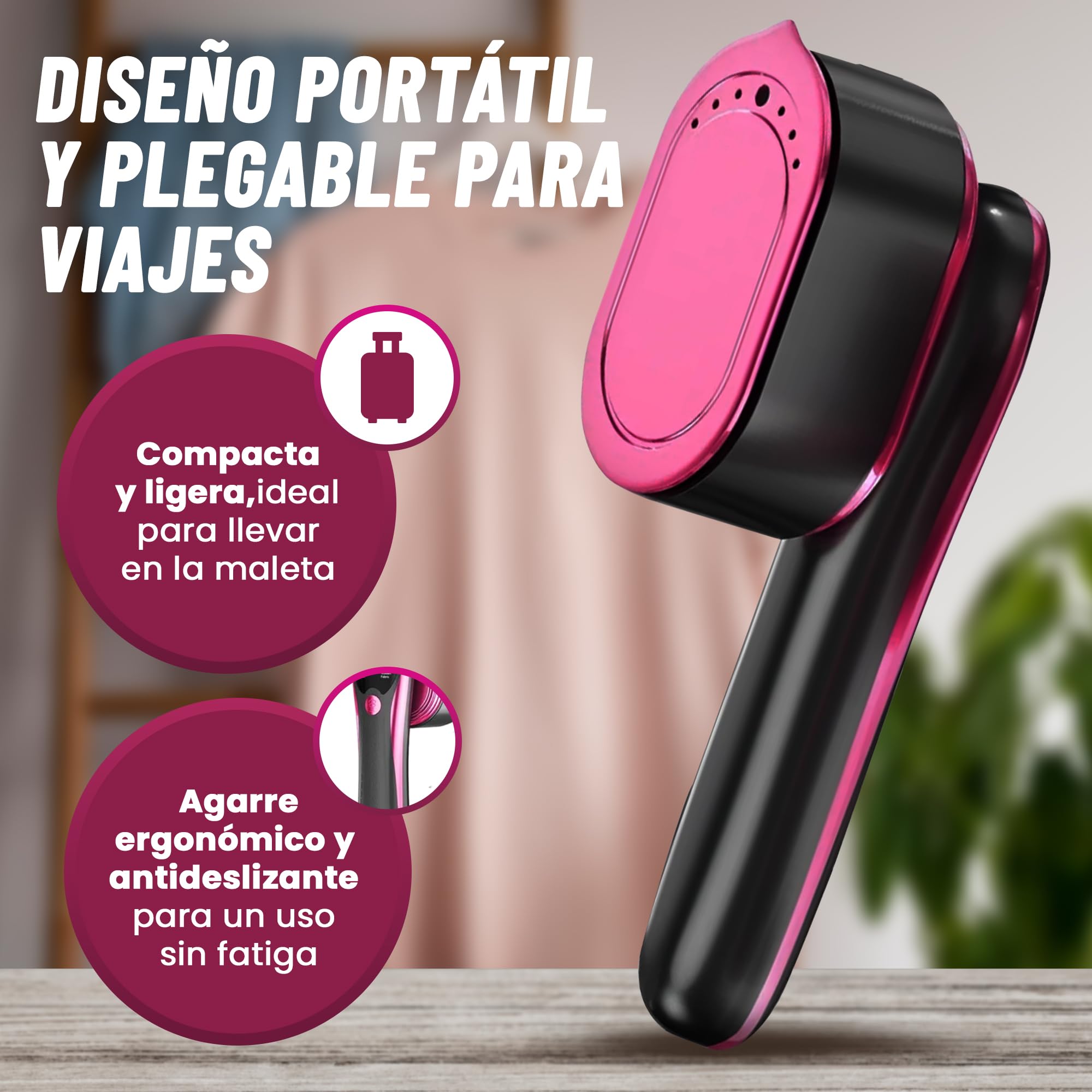 ZALEZ - Plancha Vertical 2 en 1 - Plancha de Vapor Vertical 1200 W - Vaporizador de Mano para Ropa - Centro de Planchado Vertical con 4 Modos de Vapor - Ferro a Vapor Vertical - Ideal para Viaje.