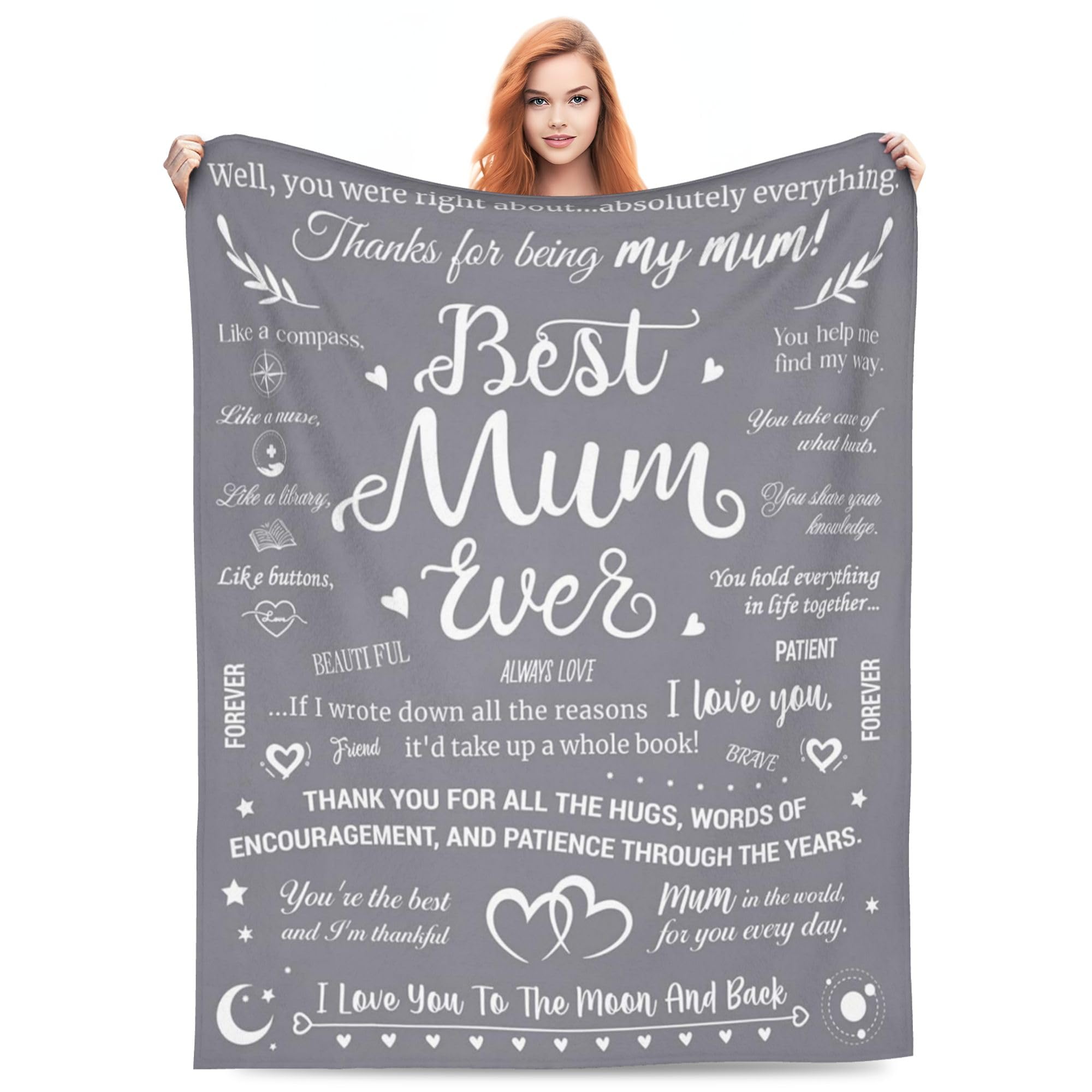 Xinvast Throw Blankets Gift for Mom from Daughter Son, Best Mom Ever Blanket for Mother's Day, Soft Flannel Throw Blankets for Christmas Valentines Gift 60" x 50"