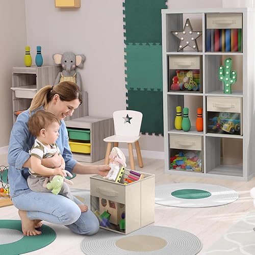 Miniatura 4 de Sorbus Contenedores de almacenamiento de 11 pulgadas con ventana transparente, 6 cestas plegables para organizar ropa, juguetes, libros, cubos de