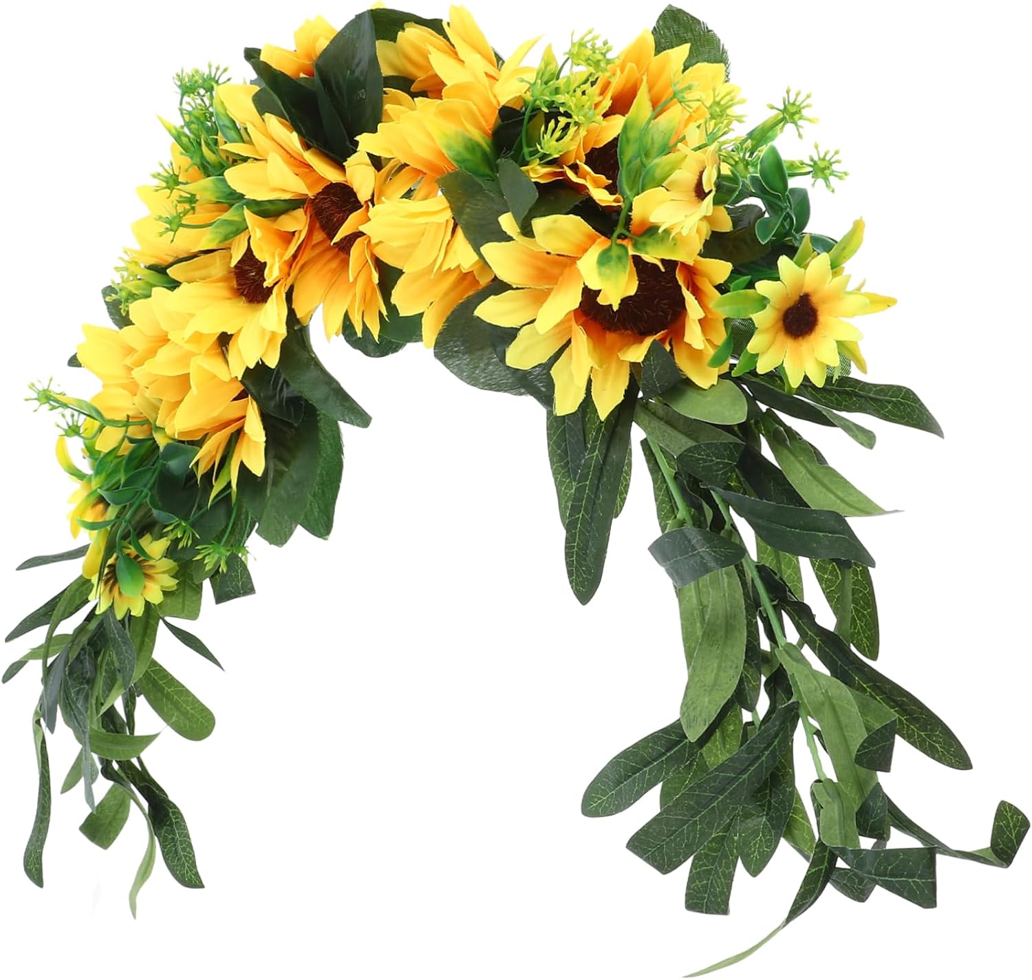 Artificial Sunflower Wreath Decorative Floral Swag for Front Door Wedding and Home Decor Design Romantic Ambiance for Special Events