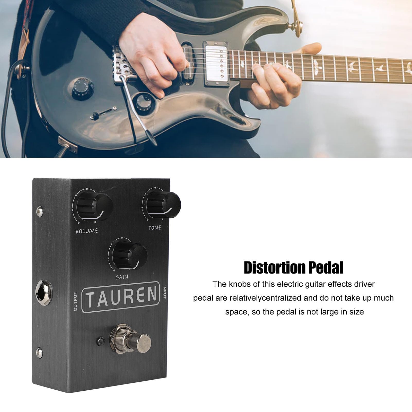 Pedale di Distorsione, Pedale per Effetti per Chitarra Elettrica, Dimensioni Adatte, Layout Compatto della Manopola con Funzioni Multiple per Performance di Chitarra (AN 36 Grigio)