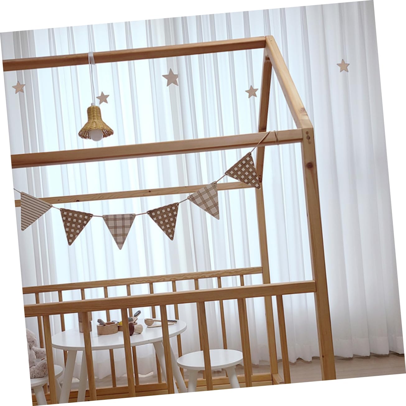 Cabilock 3piezas Banderín Colgante De Madera Estilo Nórdico Flores para Decoración De Habitaciones Infantiles Accesorio Estético para Hogar Tiendas y Oficinas