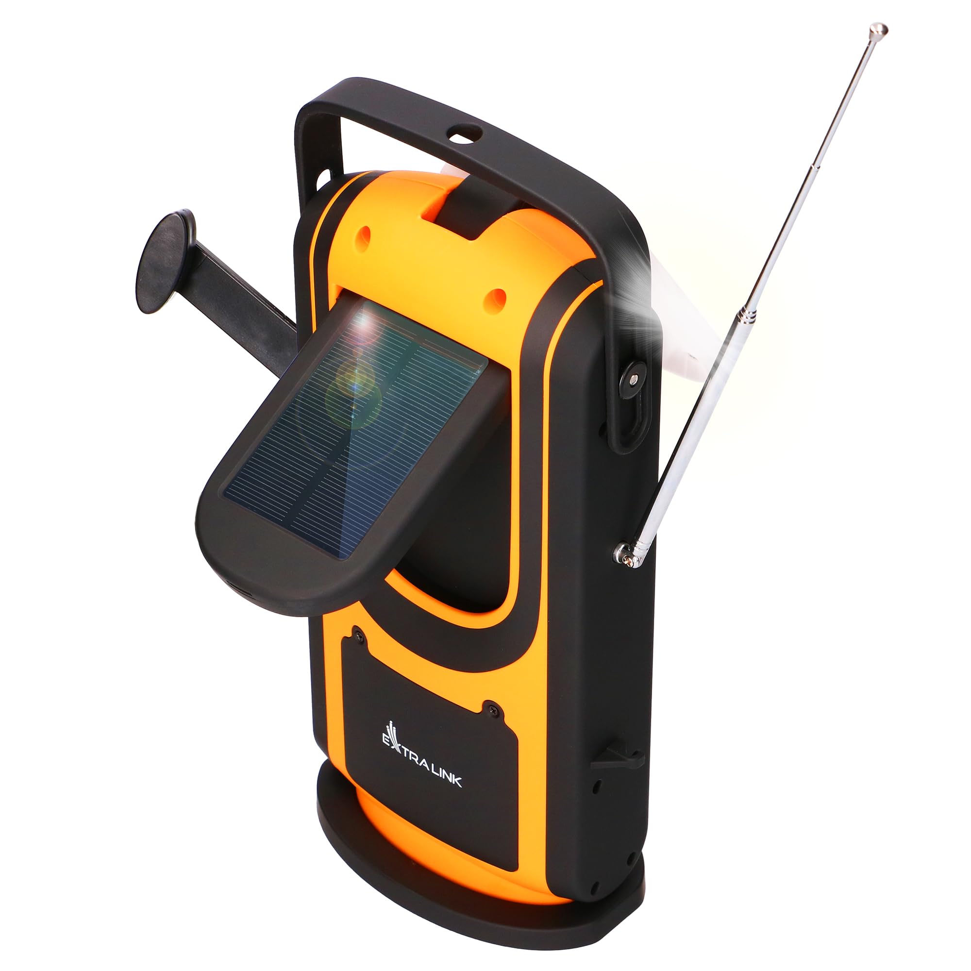 Extralink Radio Solar de Emergencia con Manivela Am/FM, Luz Lectura 4 Modos, Batería Recargable 6000 mAh con Salida USB-C, 6 Modos de Carga, Alarma SOS, para Uso Diario y Situaciones de Emergencia