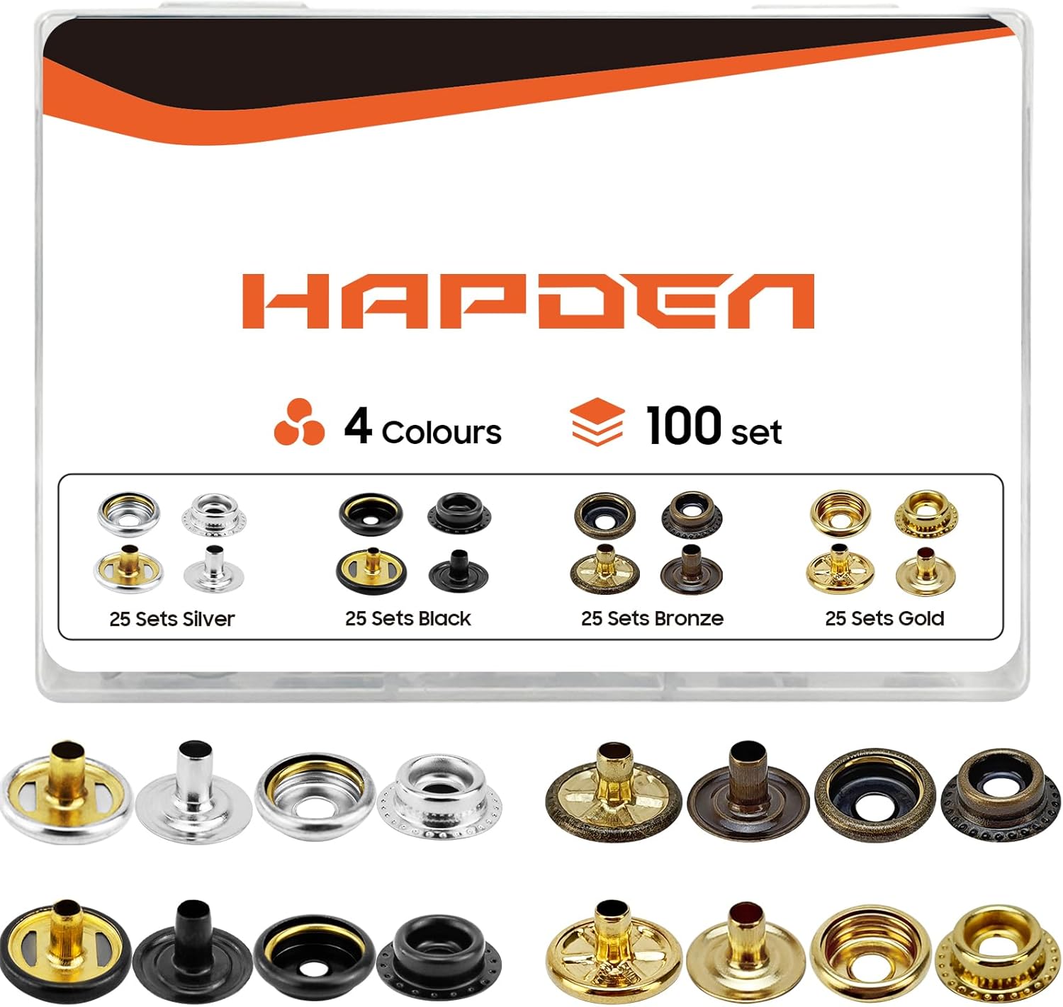 350 Pcs Boat Cover Snaps, Canvas Snap Kit & Button Snaps, 100 Set Heavy Duty Snap Fasteners Kit 3/8" Socket Stainless Steel Snaps Marine Grade for Leather Boat Cover Furniture (Black)