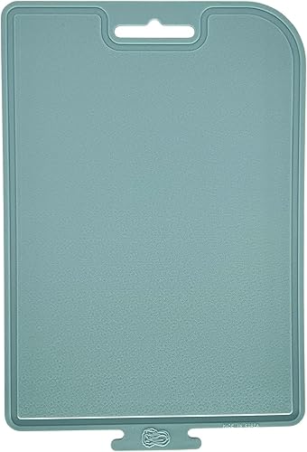 Tabla de cortar de silicona gruesa de doble cara hecha en Corea, 14.3 x 9.7 pulgadas, diseño plegable, mango de agarre para goteo apto para