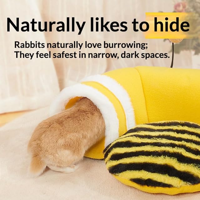 Foto 5 de 8 de Cama tipo túnel de conejo, bonita forma de abeja, túneles y tubos extraíbles suaves para jaula