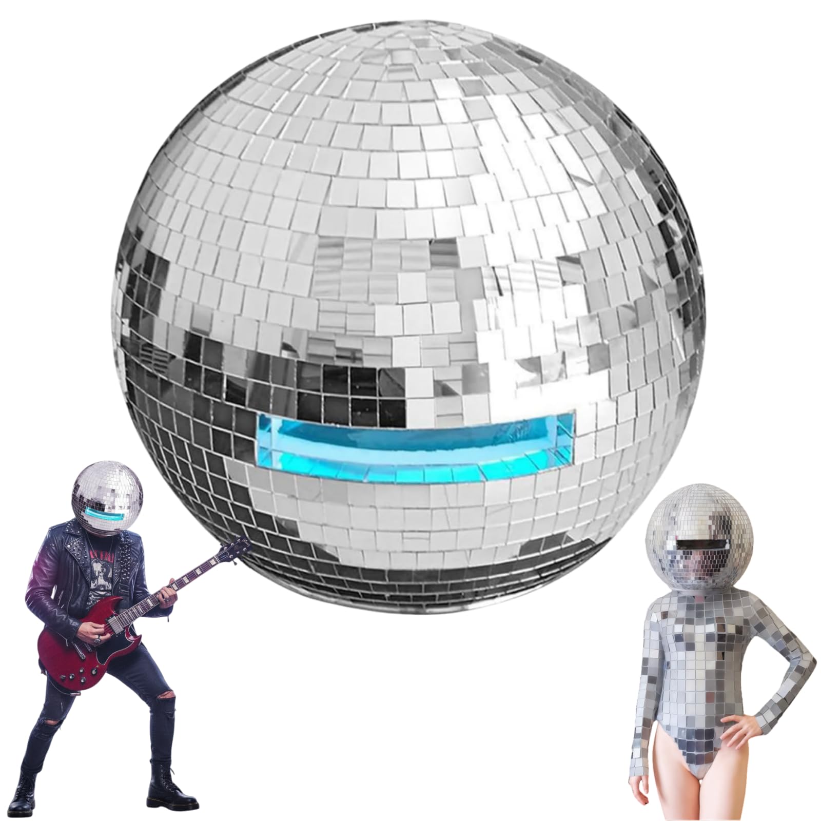 15.7in Discokugel Helm voll mit Spiegeln, Disco Kugel Helm reflektiert Licht, Discokugel Hut lässt dich in Bars und Clubs ins Blickfeld rücken
