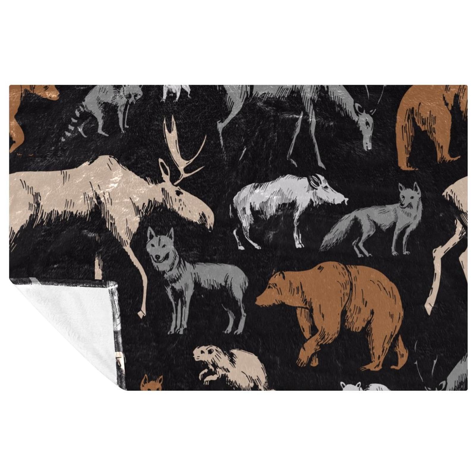 Couverture douce animaux de la forêt plaid chaud à offrir pour lit et canapé